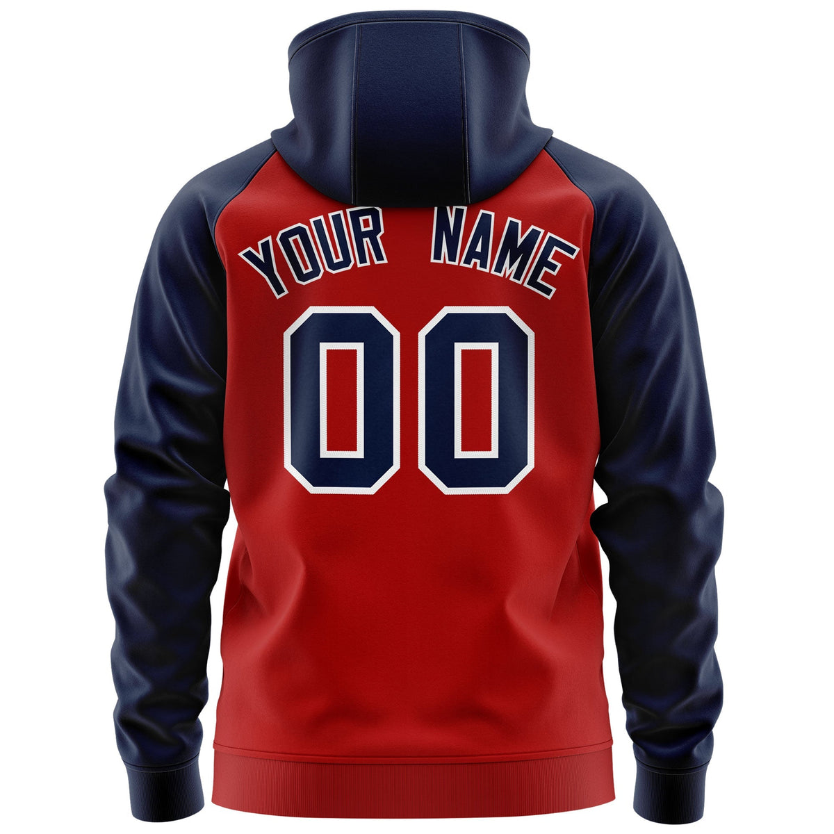 Custom Stitched Red Navy-White Raglan Sleeves Sports Full-Zip Sweatshirt Hoodie| KXKSHOP
