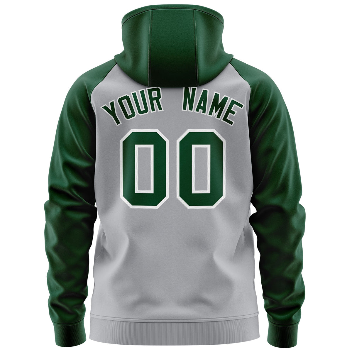 Custom Stitched Gray Green-White Raglan Sleeves Sports Full-Zip Sweatshirt Hoodie| KXKSHOP