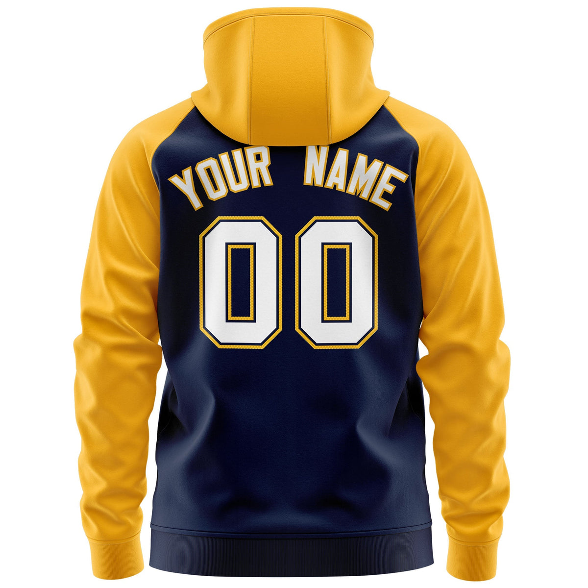 Custom Stitched Navy White-Gold Raglan Sleeves Sports Full-Zip Sweatshirt Hoodie| KXKSHOP