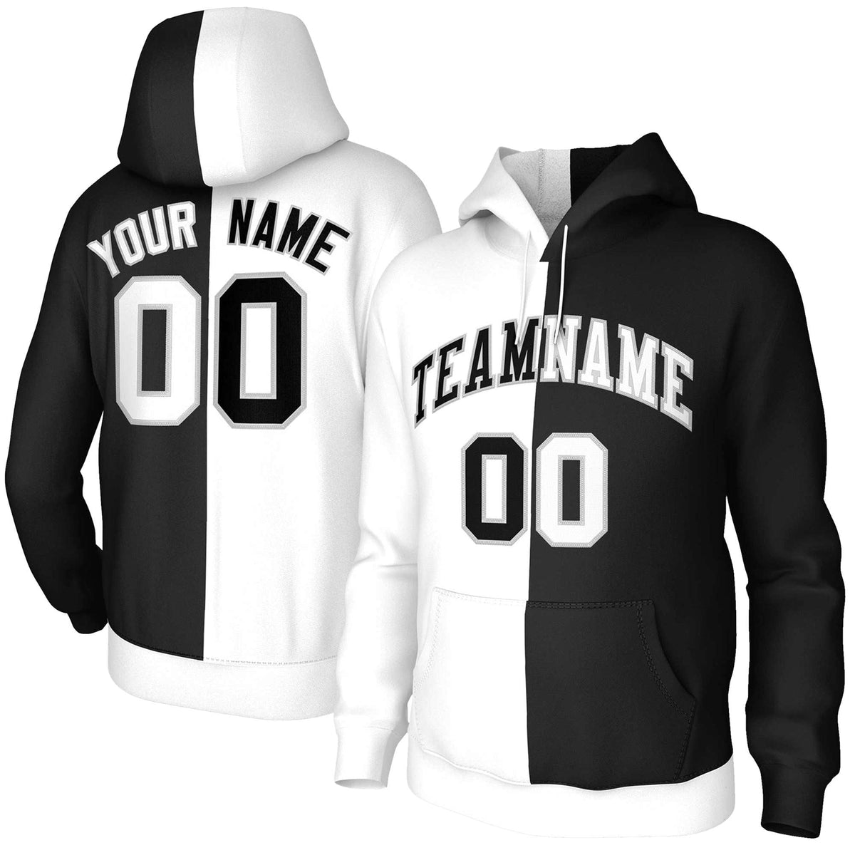 Custom White Black-Gray Split Fashion Stitched Sportwear Pullover Hoodie| KXKSHOP