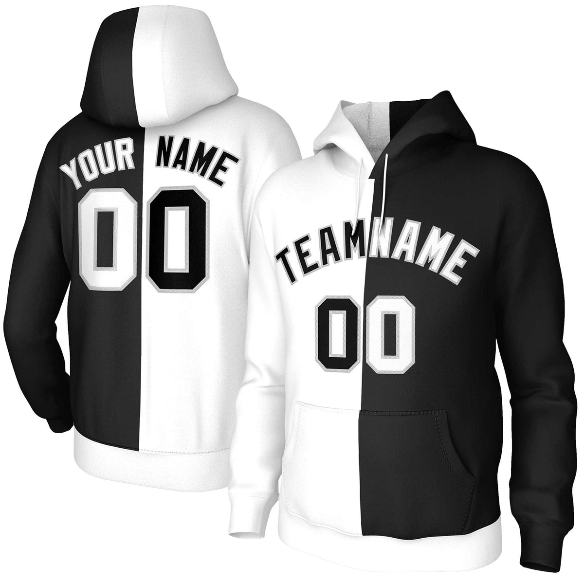 Custom White Black-Gray Split Fashion Stitched Sportwear Pullover Hoodie| KXKSHOP