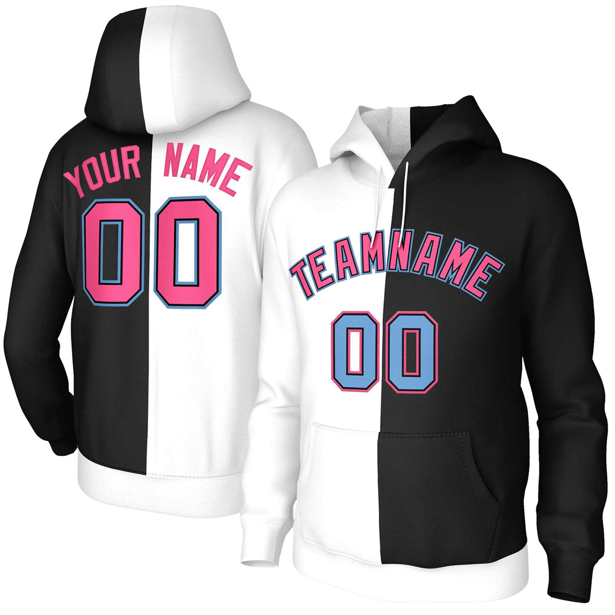 Custom White Black Pink-Black Split Fashion Stitched Sportwear Pullover Hoodie| KXKSHOP