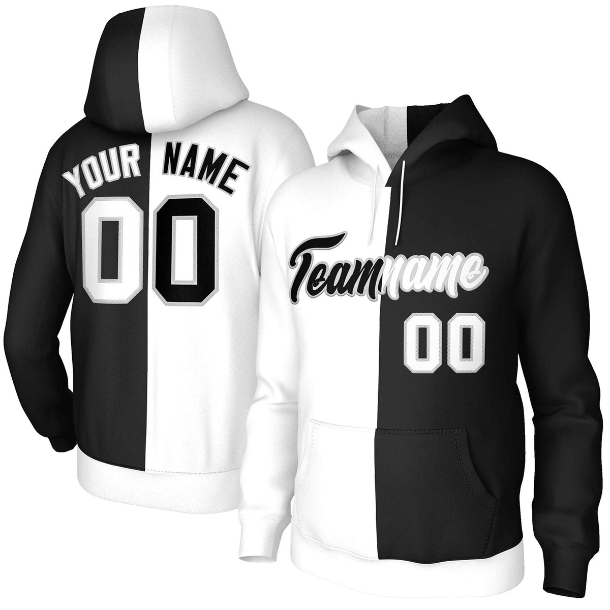 Custom White Black-Gray Split Fashion Stitched Sportwear Pullover Hoodie| KXKSHOP