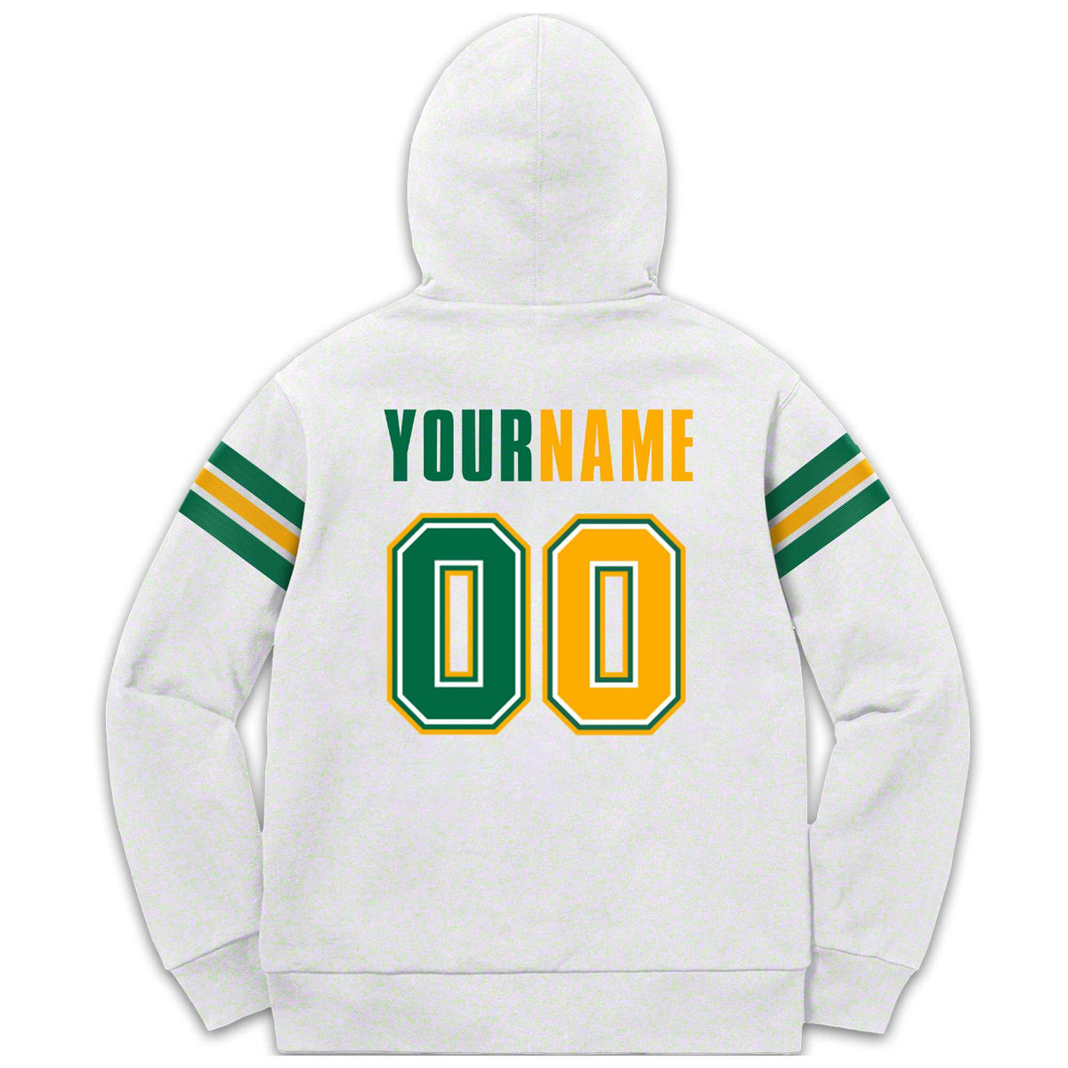 Custom Stitched White Kelly Green-Yellow Cotton Pullover Sweatshirt Hoodie| KXKSHOP