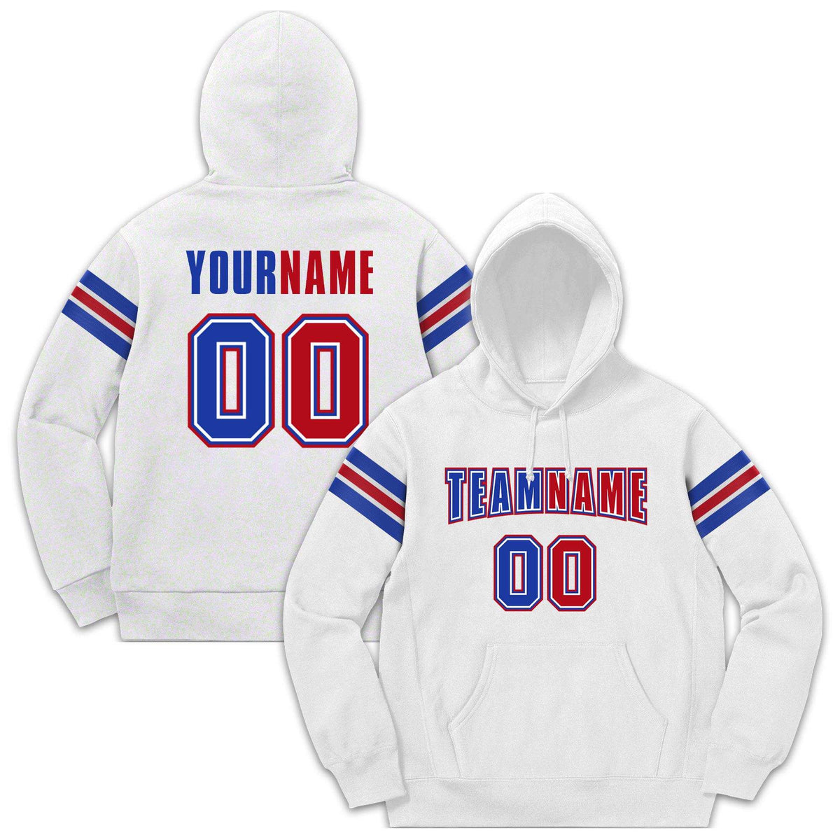 Custom Stitched White Royal-Red Cotton Pullover Sweatshirt Hoodie| KXKSHOP