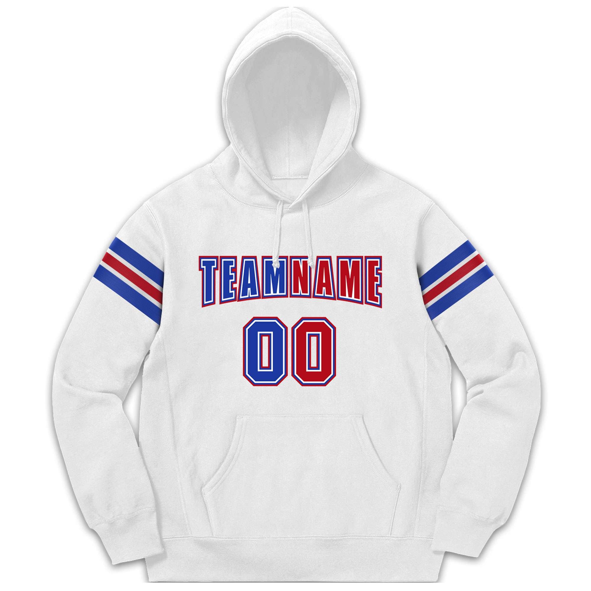 Custom Stitched White Royal-Red Cotton Pullover Sweatshirt Hoodie| KXKSHOP