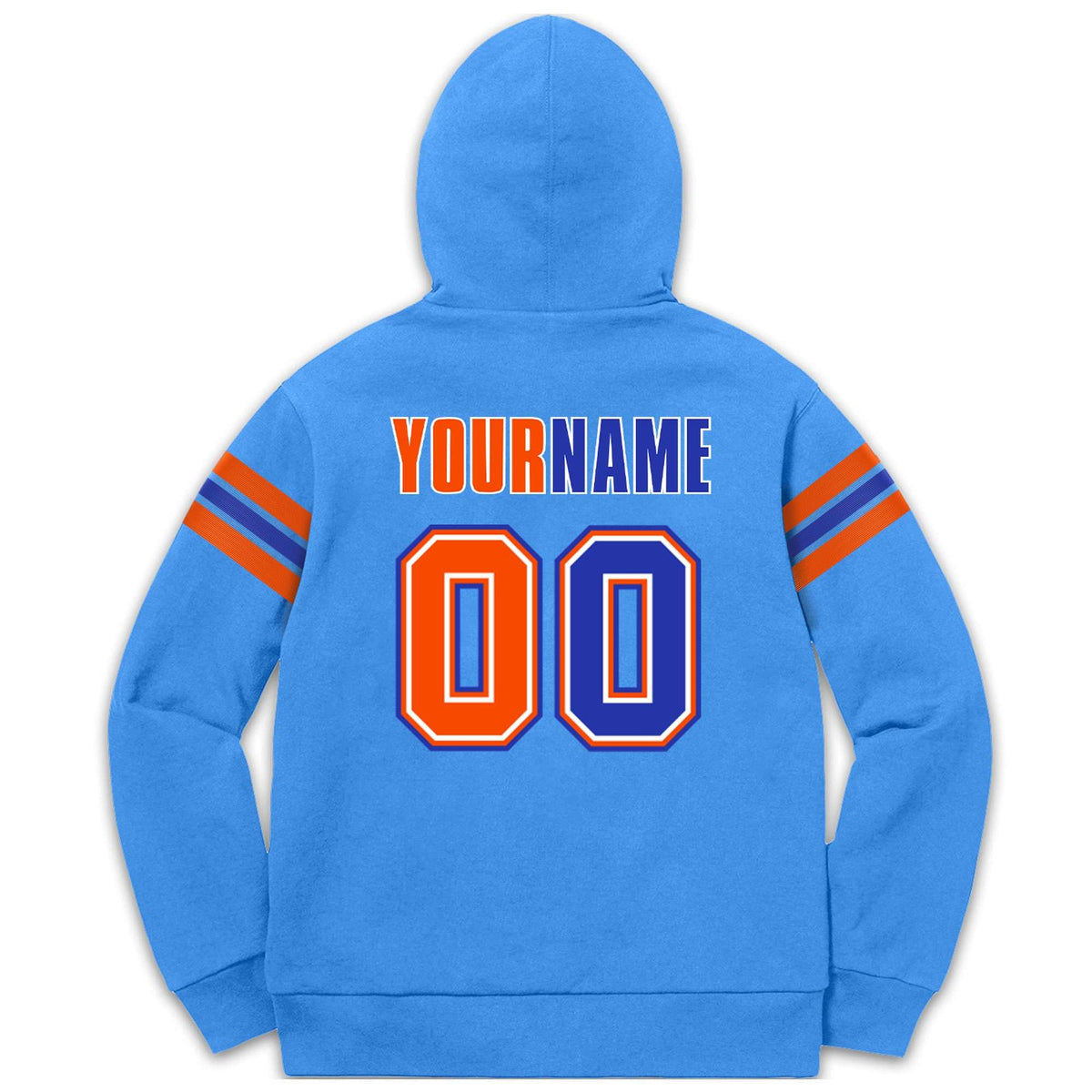 Custom Stitched Powder Blue Orange-Royal Cotton Pullover Sweatshirt Hoodie| KXKSHOP