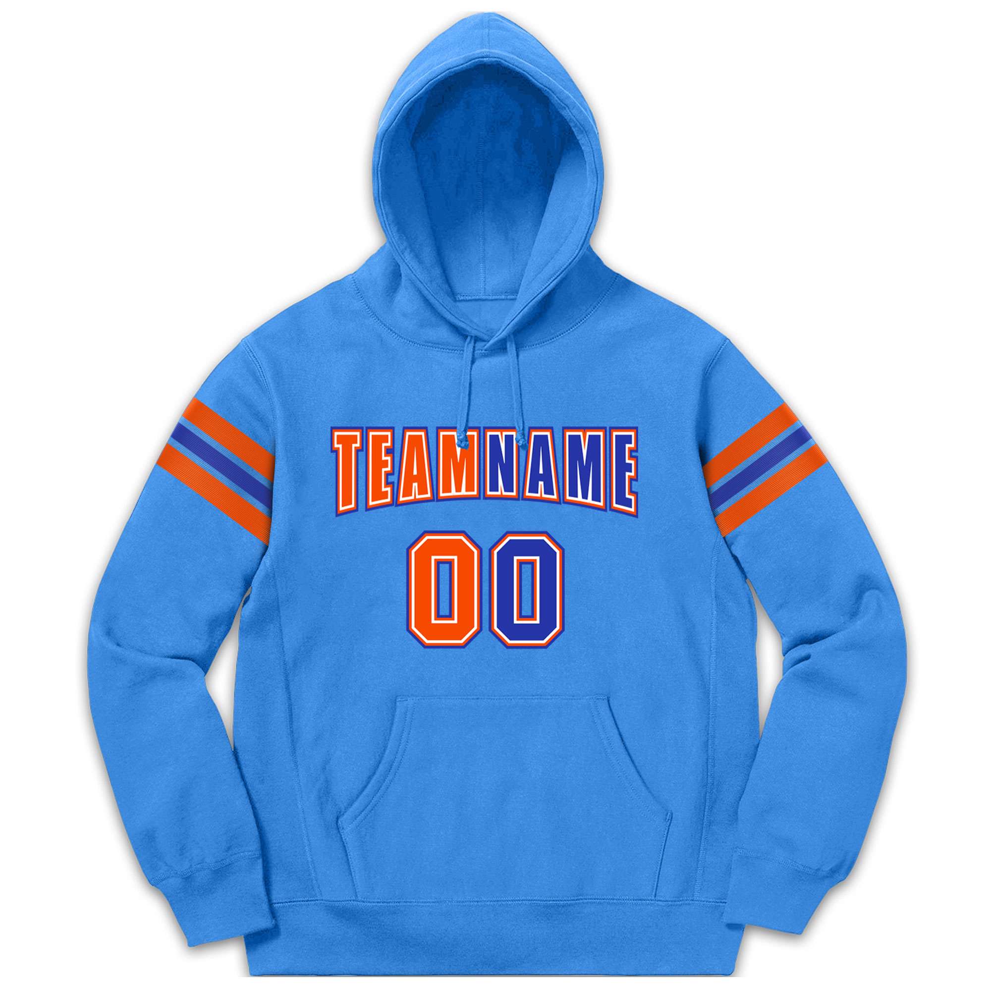 Custom Stitched Powder Blue Orange-Royal Cotton Pullover Sweatshirt Hoodie| KXKSHOP