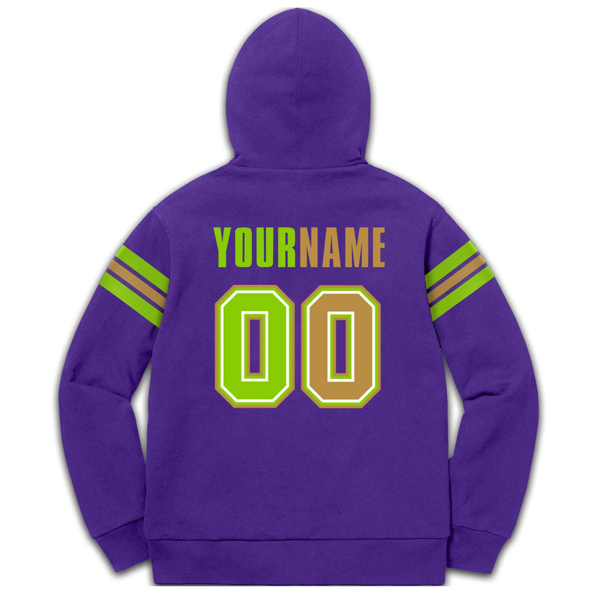 Custom Stitched Purple Neon Green-Old Gold Cotton Pullover Sweatshirt Hoodie| KXKSHOP