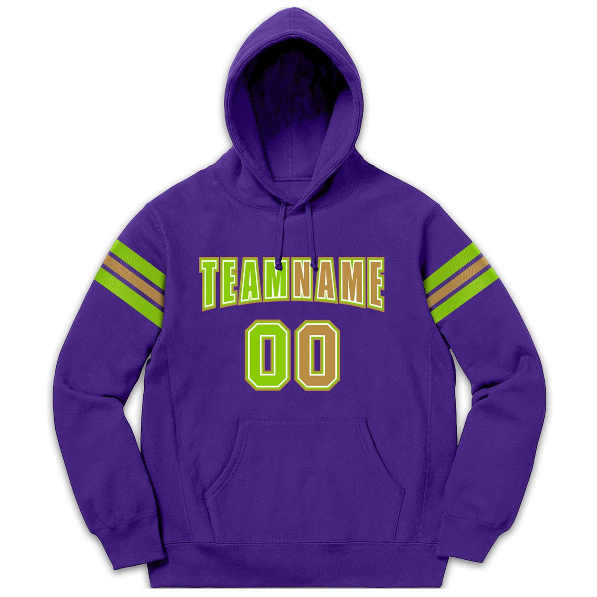 Custom Stitched Purple Neon Green-Old Gold Cotton Pullover Sweatshirt Hoodie| KXKSHOP