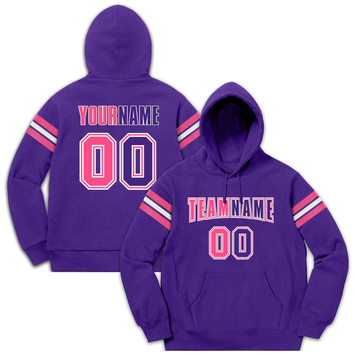 Custom Stitched Purple Pink-White Cotton Pullover Sweatshirt Hoodie| KXKSHOP
