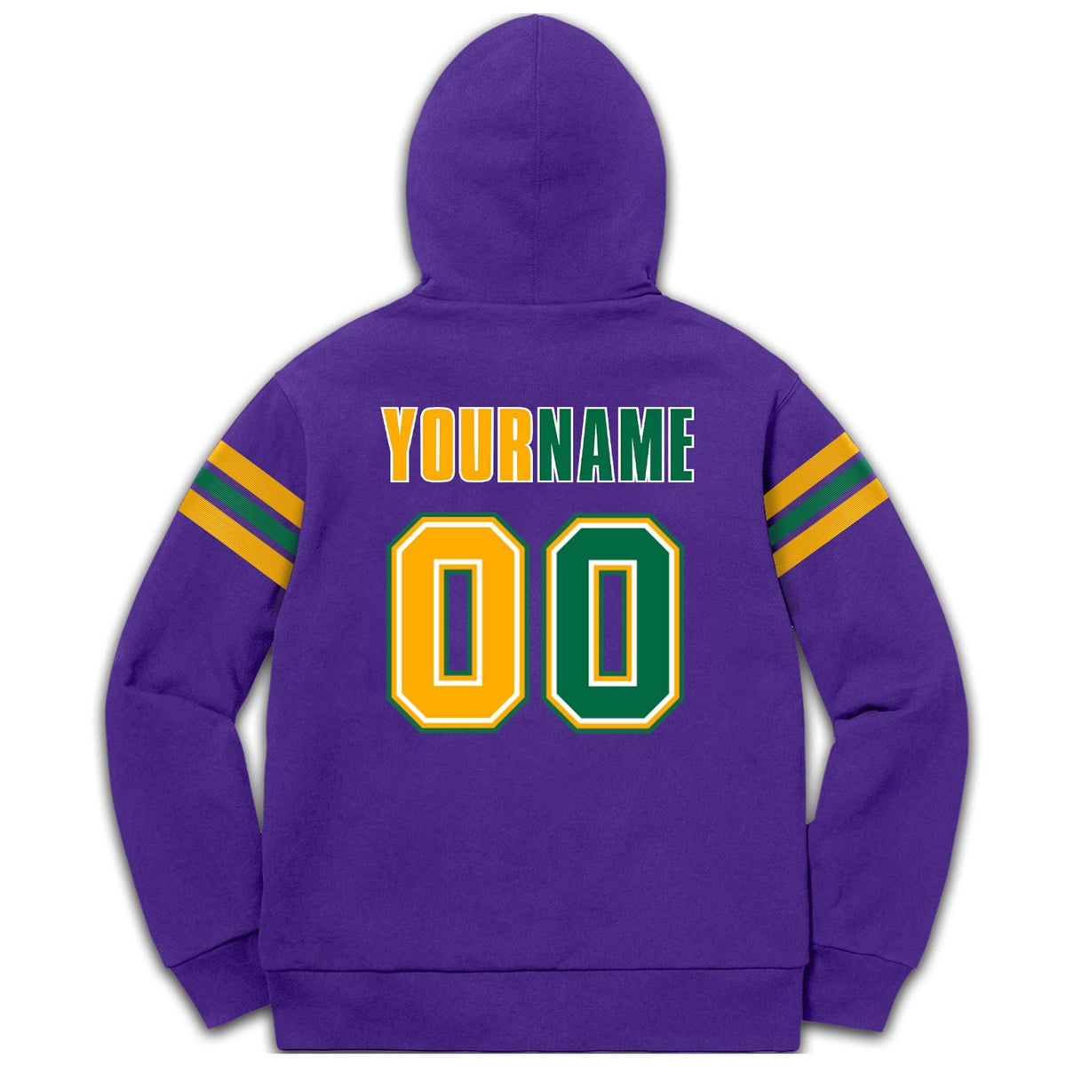 Custom Stitched Purple Yellow-Kelly Green Cotton Pullover Sweatshirt Hoodie| KXKSHOP