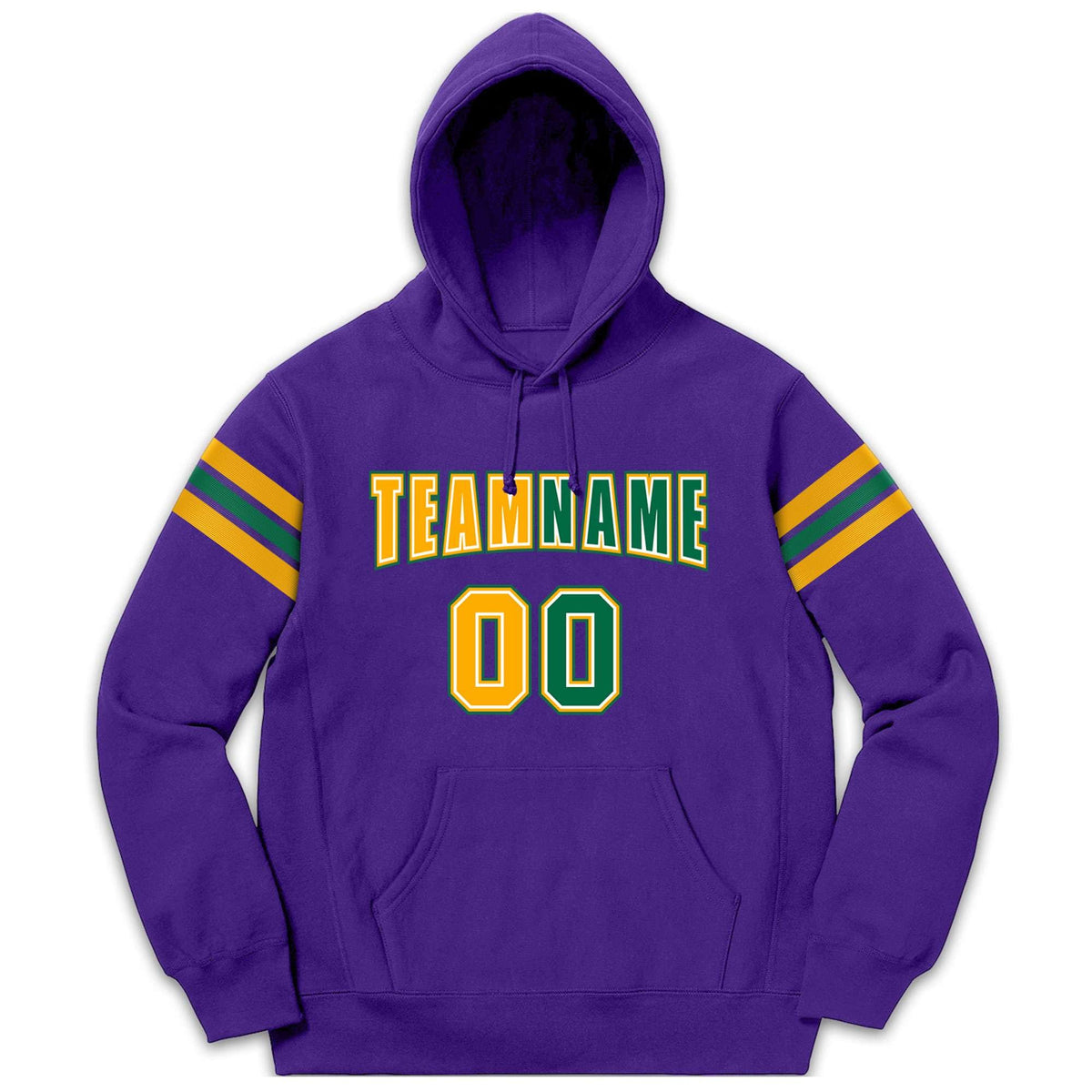 Custom Stitched Purple Yellow-Kelly Green Cotton Pullover Sweatshirt Hoodie| KXKSHOP