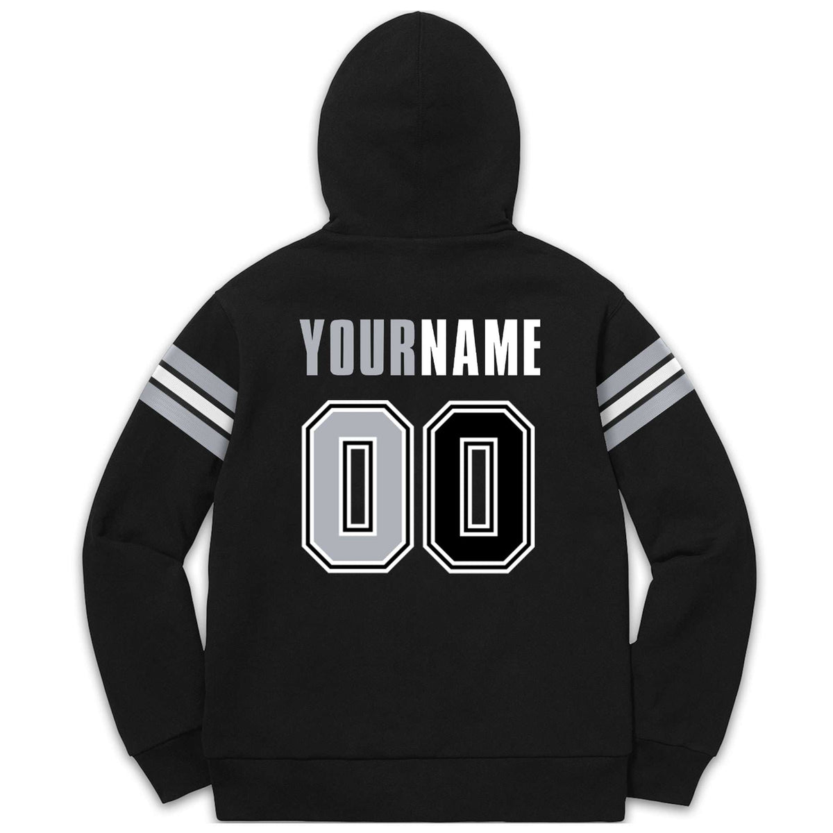 Custom Stitched Black Gray-White Cotton Pullover Sweatshirt Hoodie| KXKSHOP