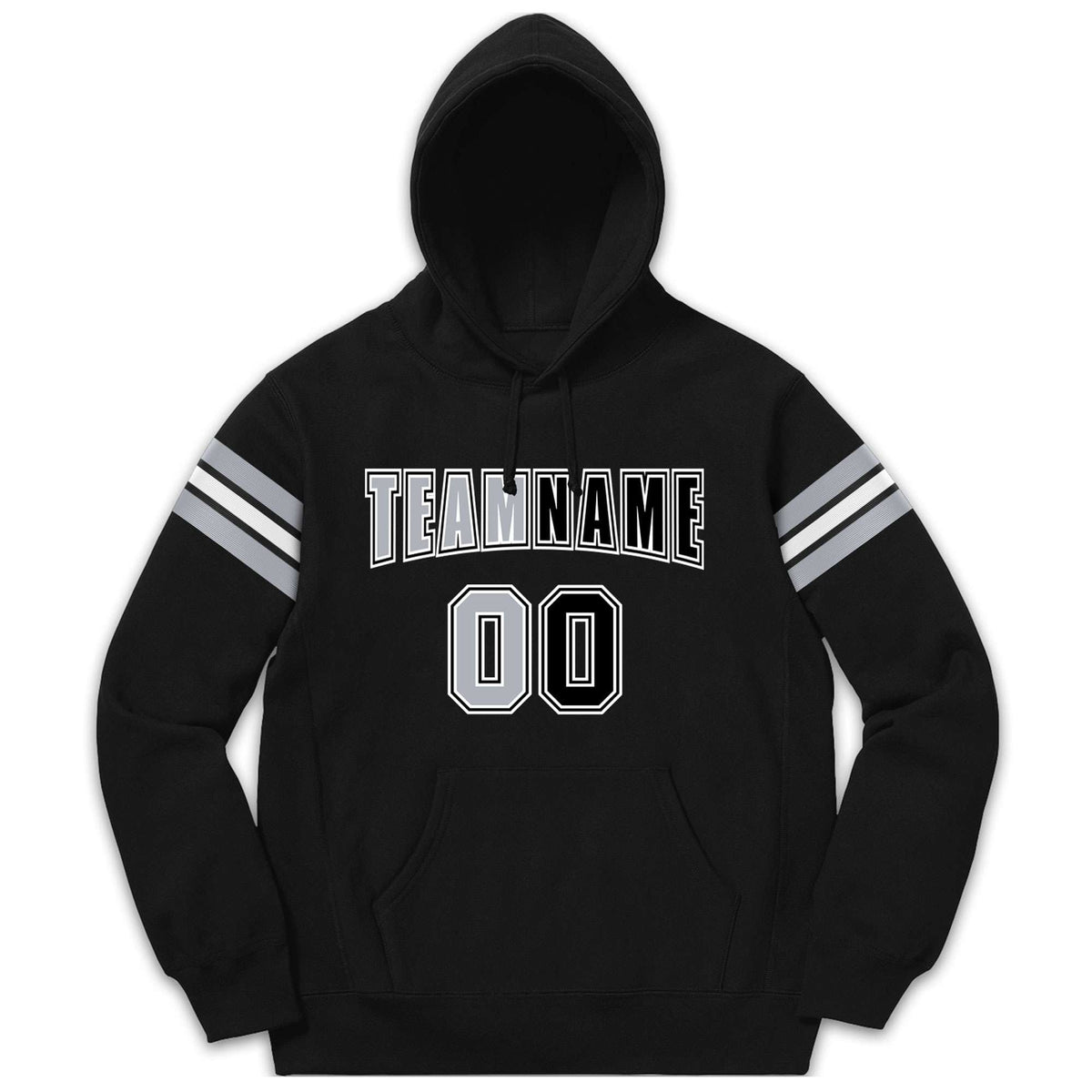 Custom Stitched Black Gray-White Cotton Pullover Sweatshirt Hoodie| KXKSHOP