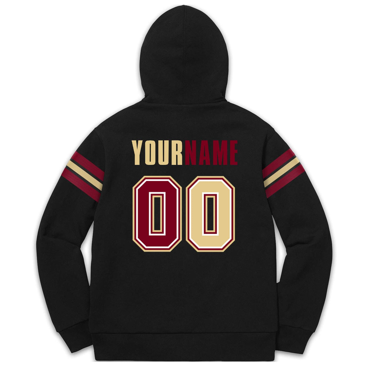 Custom Stitched Black Crimson-Cream Cotton Pullover Sweatshirt Hoodie| KXKSHOP