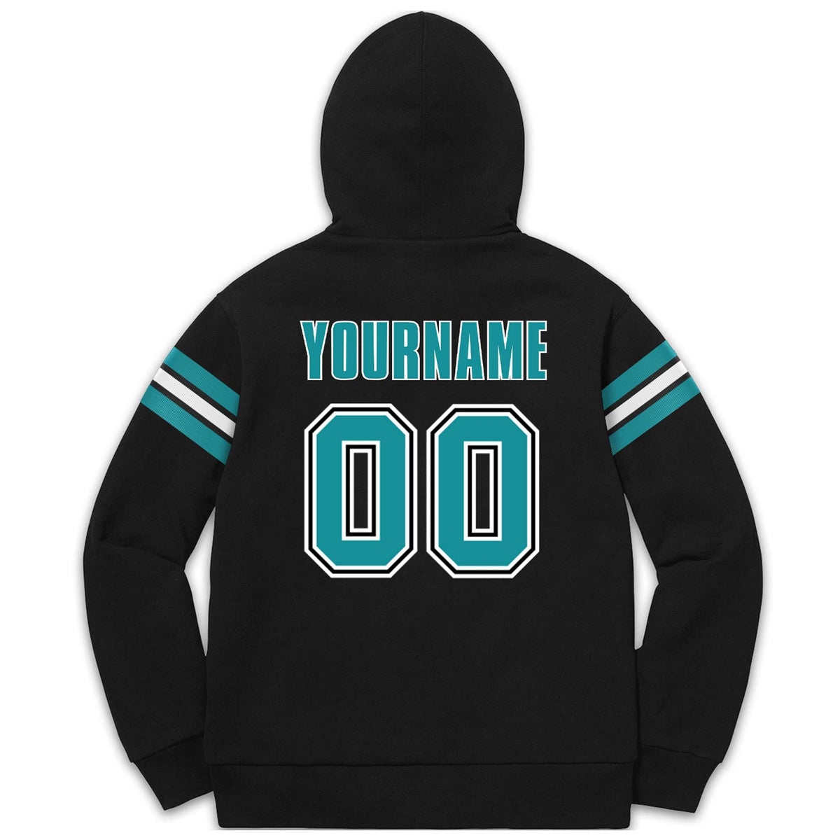 Custom Stitched Black Aqua-White Cotton Pullover Sweatshirt Hoodie| KXKSHOP