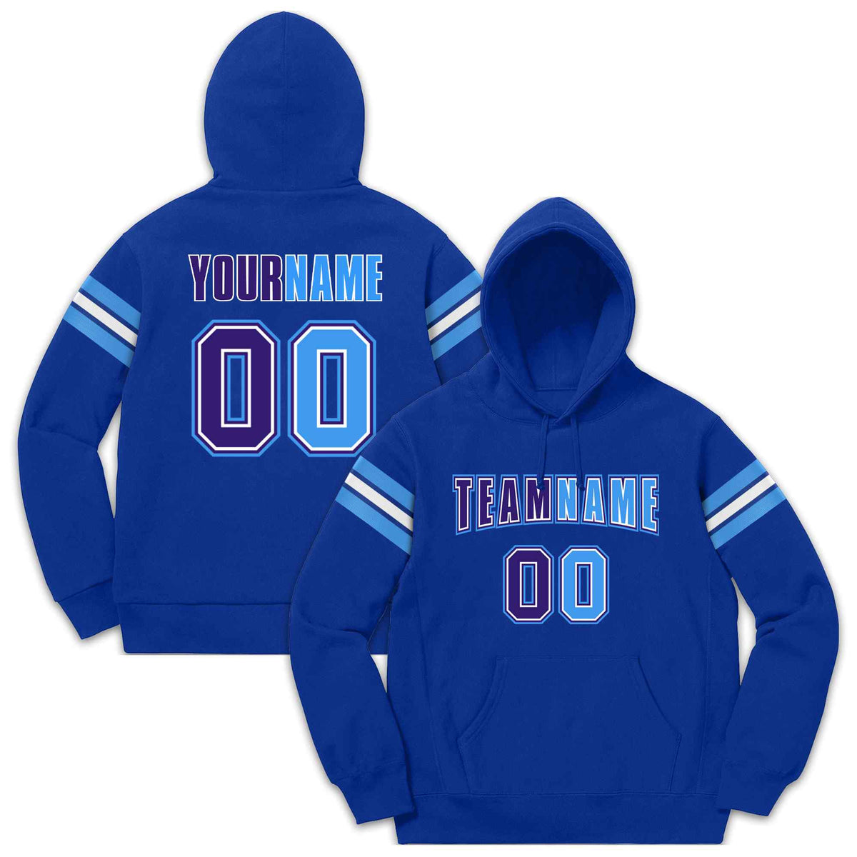 Custom Stitched Royal Powder Blue-Purple Cotton Pullover Sweatshirt Hoodie| KXKSHOP