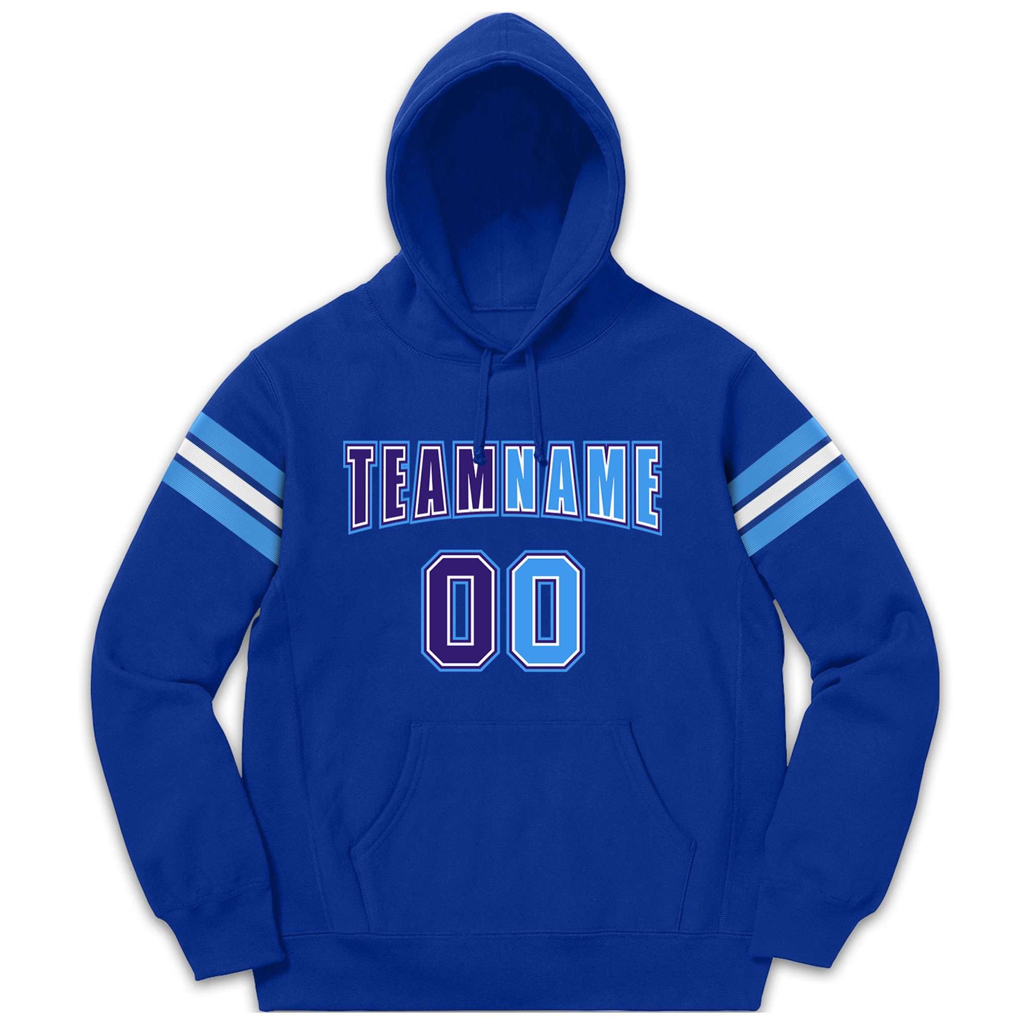 Custom Stitched Royal Powder Blue-Purple Cotton Pullover Sweatshirt Hoodie| KXKSHOP