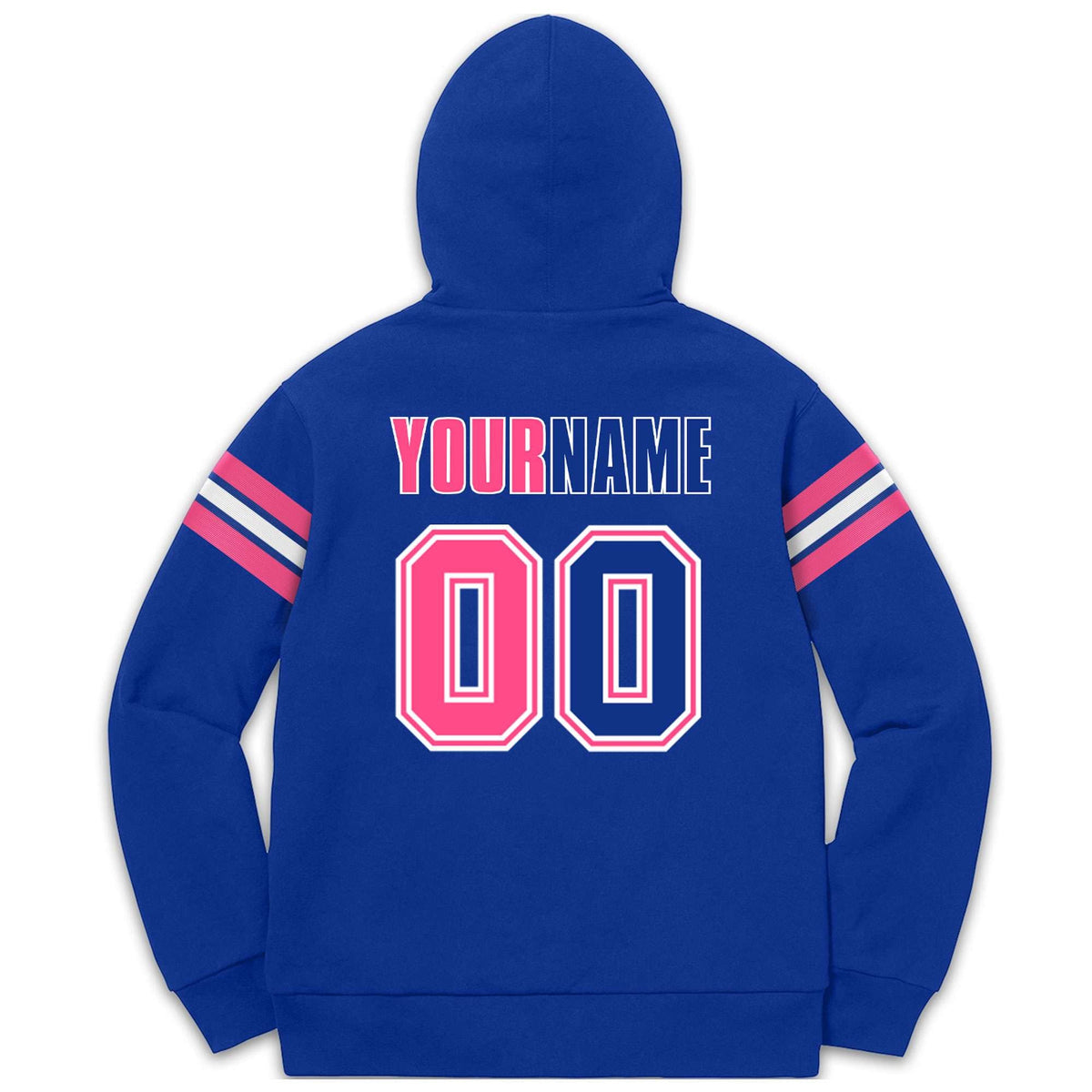 Custom Stitched Royal Pink-White Cotton Pullover Sweatshirt Hoodie| KXKSHOP