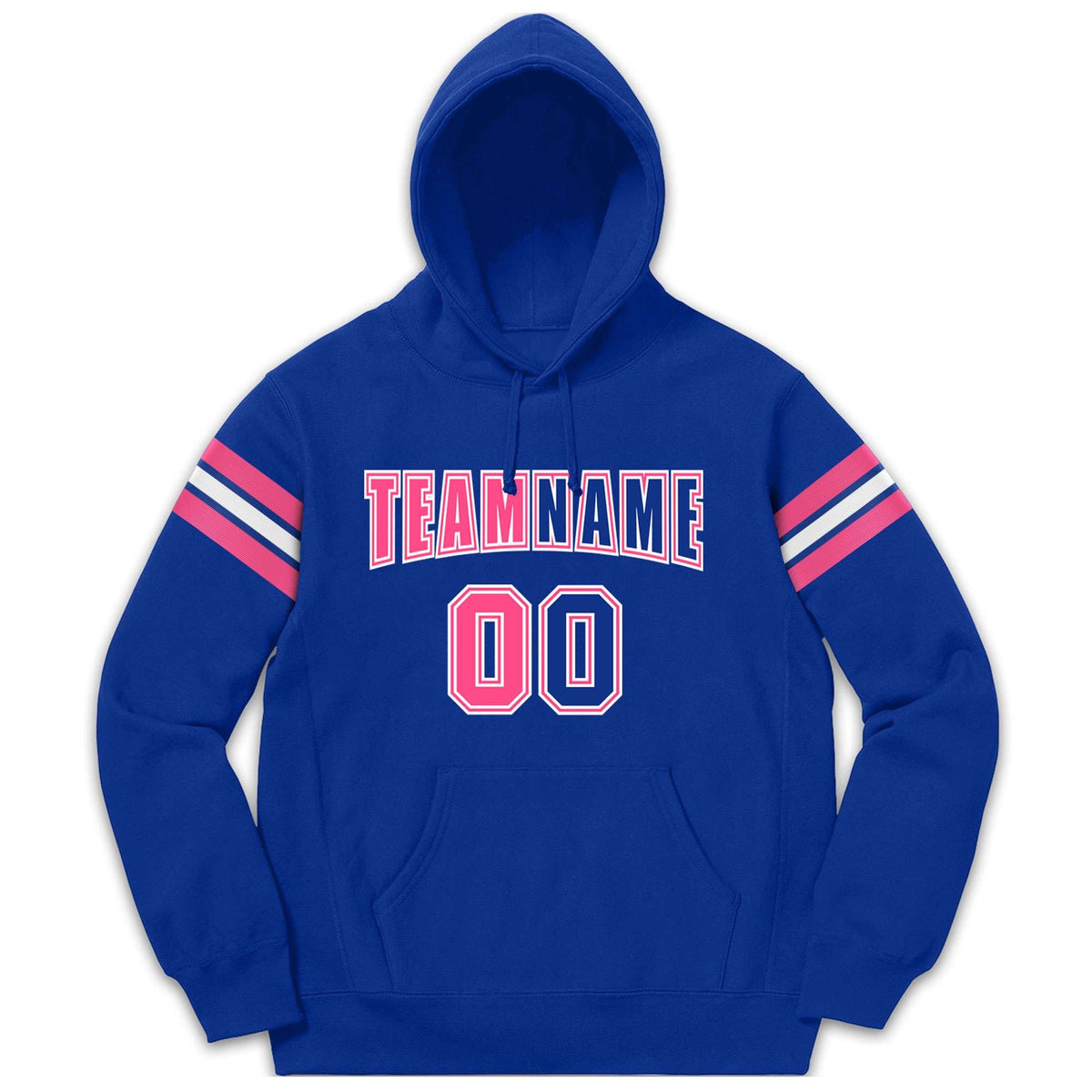Custom Stitched Royal Pink-White Cotton Pullover Sweatshirt Hoodie| KXKSHOP