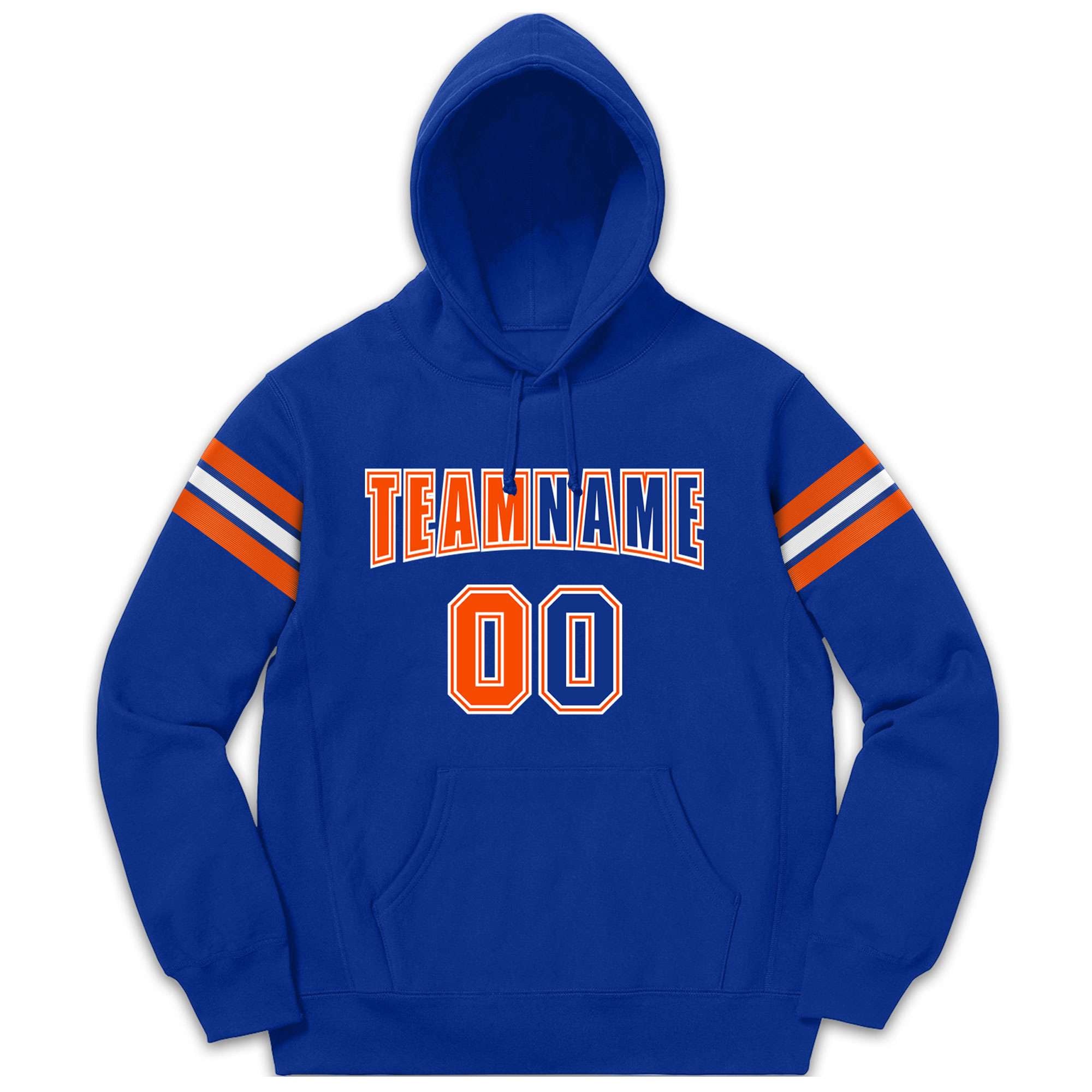 Custom Stitched Royal Orange-White Cotton Pullover Sweatshirt Hoodie| KXKSHOP