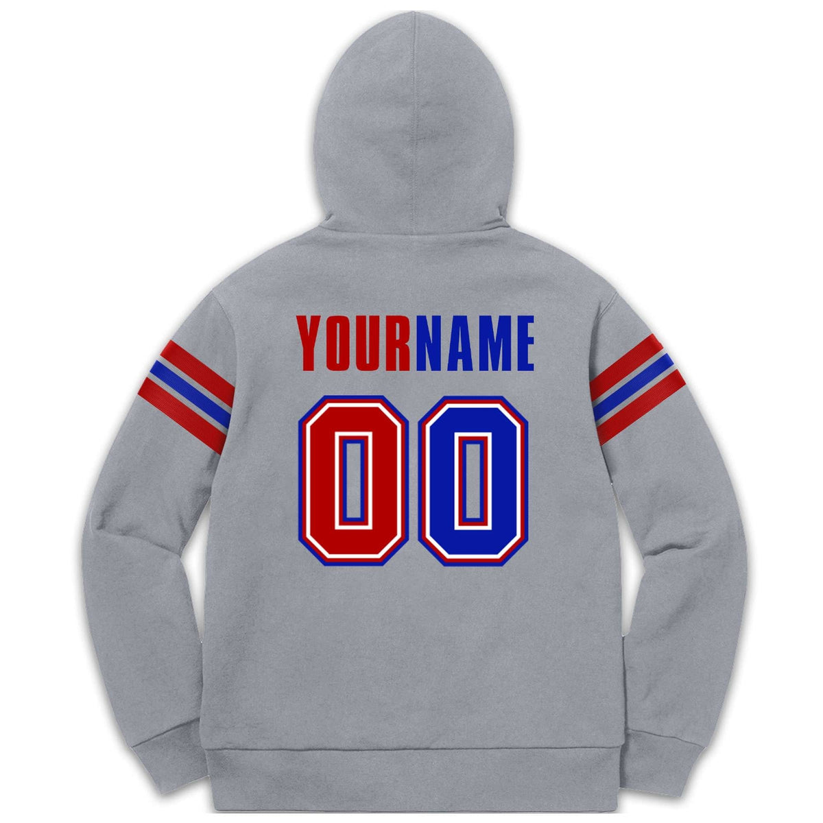 Custom Stitched Gray Red-Royal Cotton Pullover Sweatshirt Hoodie| KXKSHOP