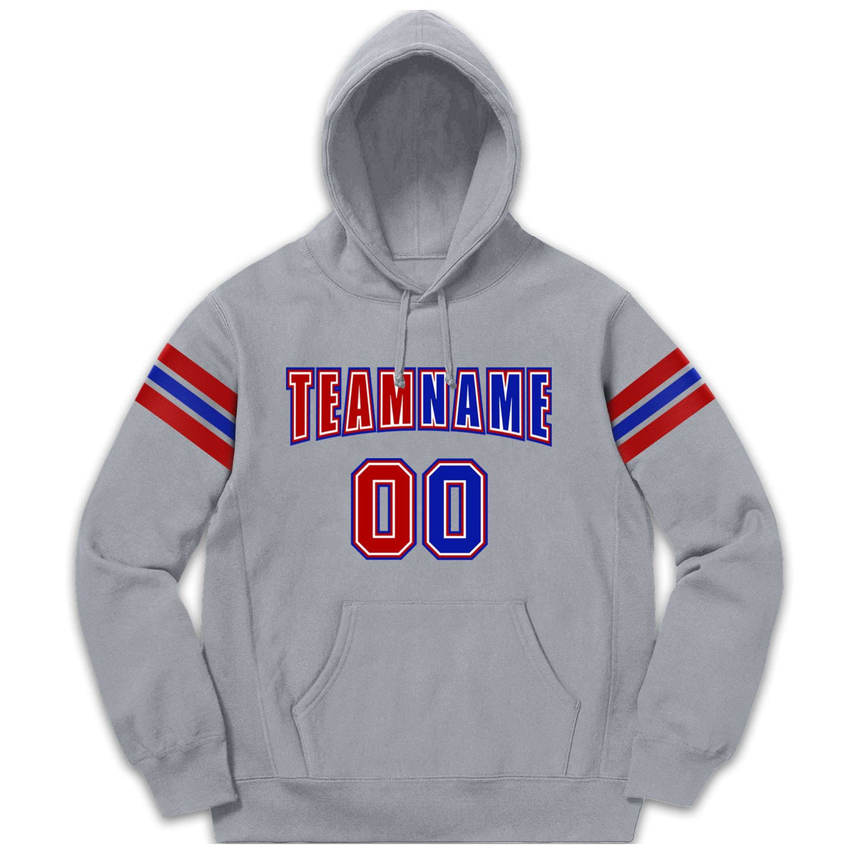 Custom Stitched Gray Red-Royal Cotton Pullover Sweatshirt Hoodie| KXKSHOP