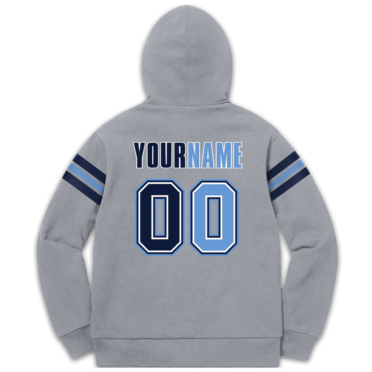 Custom Stitched Gray Navy-Light Blue Cotton Pullover Sweatshirt Hoodie| KXKSHOP