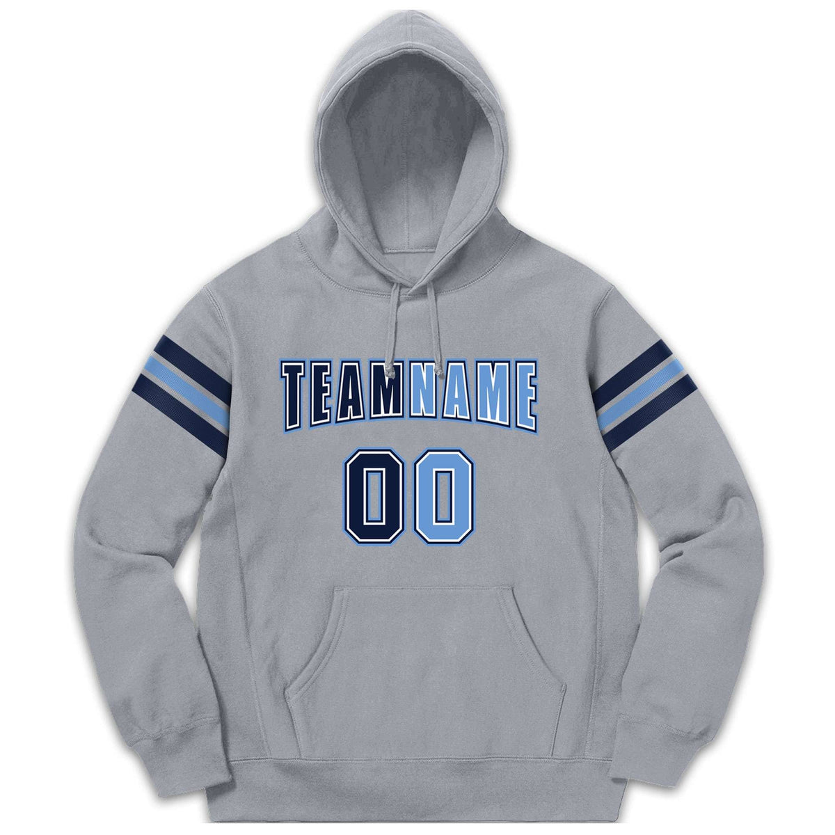 Custom Stitched Gray Navy-Light Blue Cotton Pullover Sweatshirt Hoodie| KXKSHOP