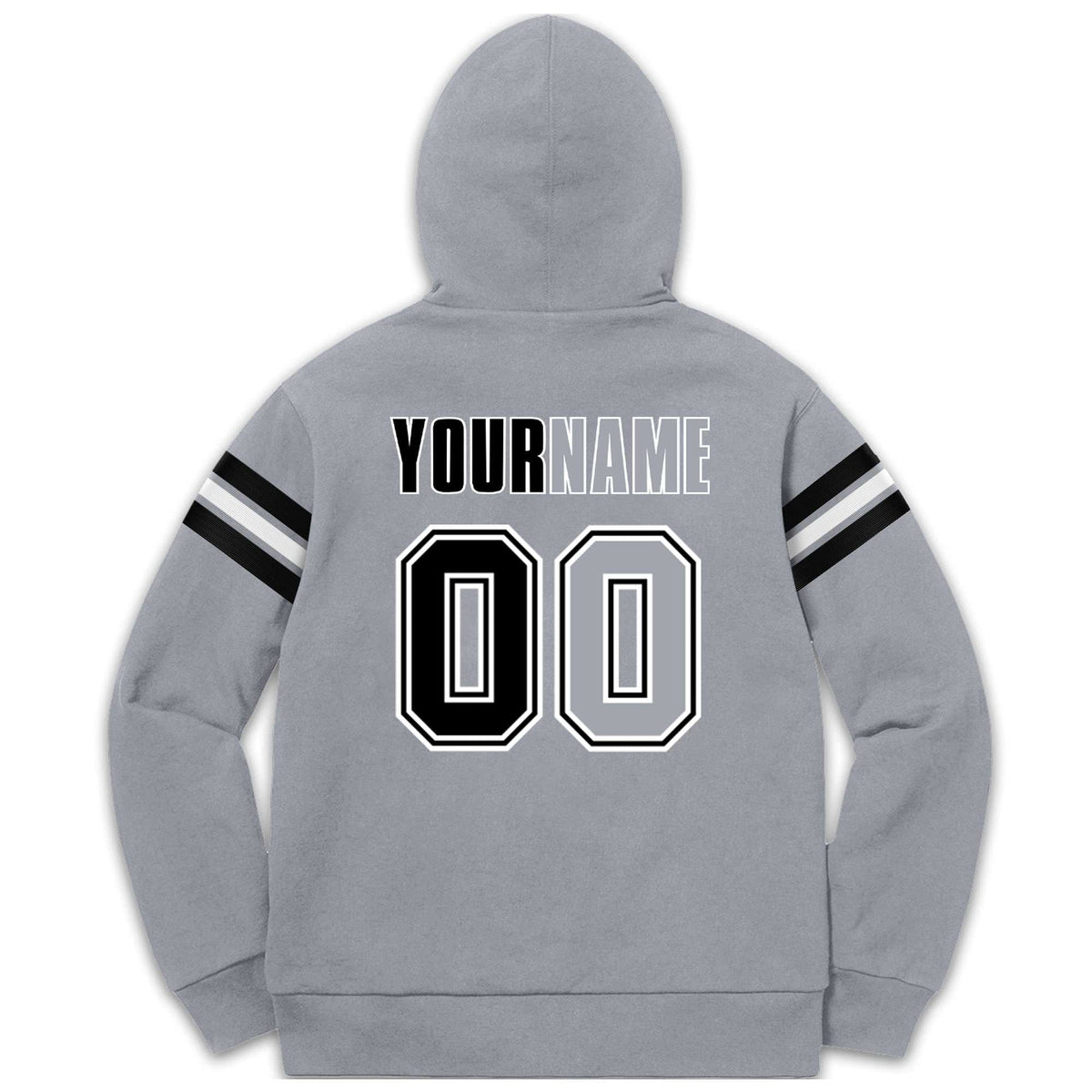 Custom Stitched Gray Black-White Cotton Pullover Sweatshirt Hoodie| KXKSHOP