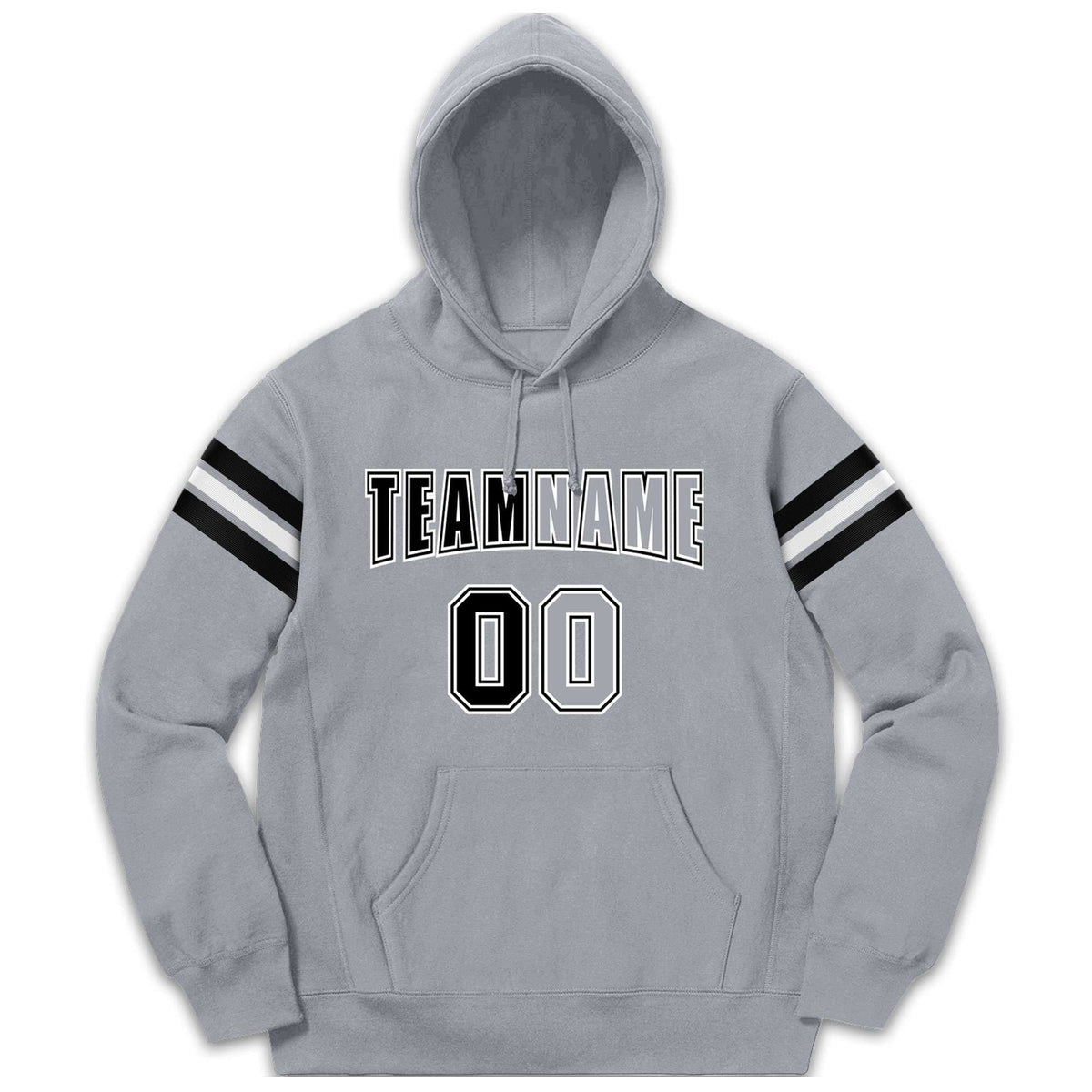 Custom Stitched Gray Black-White Cotton Pullover Sweatshirt Hoodie| KXKSHOP