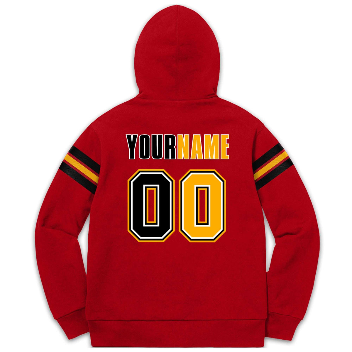 Custom Stitched Red Black-Yellow Cotton Pullover Sweatshirt Hoodie| KXKSHOP