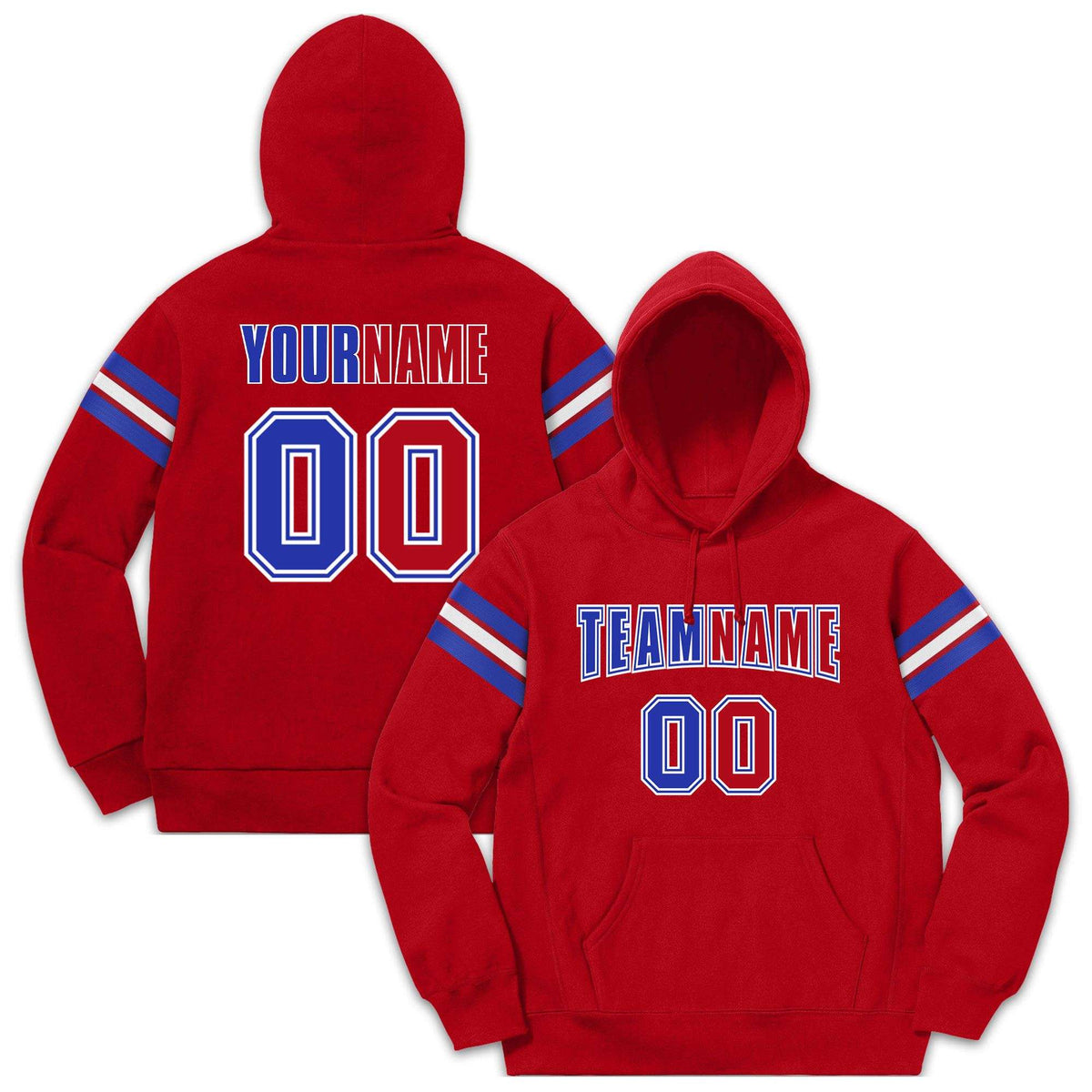 Custom Stitched Red Royal-White Cotton Pullover Sweatshirt Hoodie| KXKSHOP