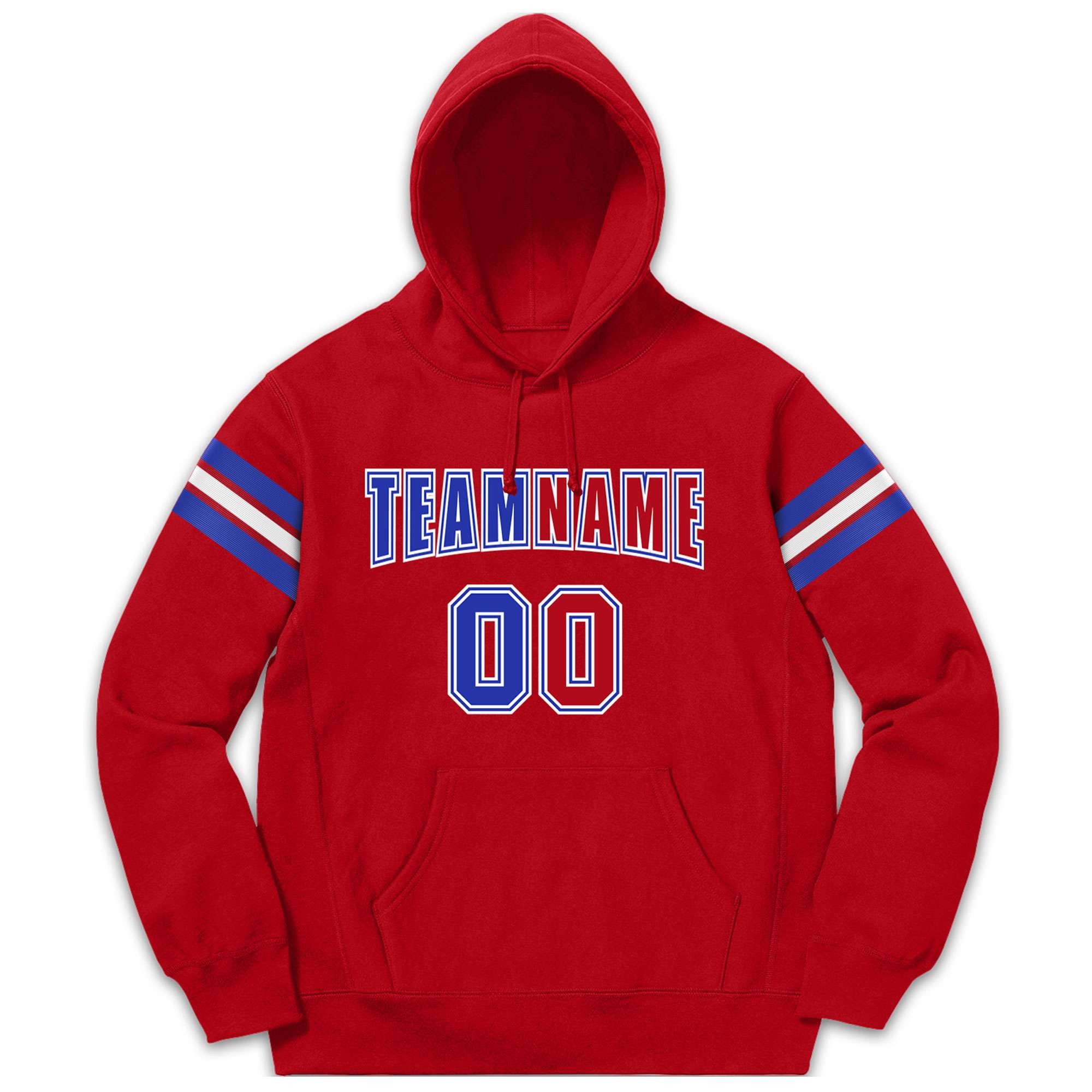 Custom Stitched Red Royal-White Cotton Pullover Sweatshirt Hoodie| KXKSHOP