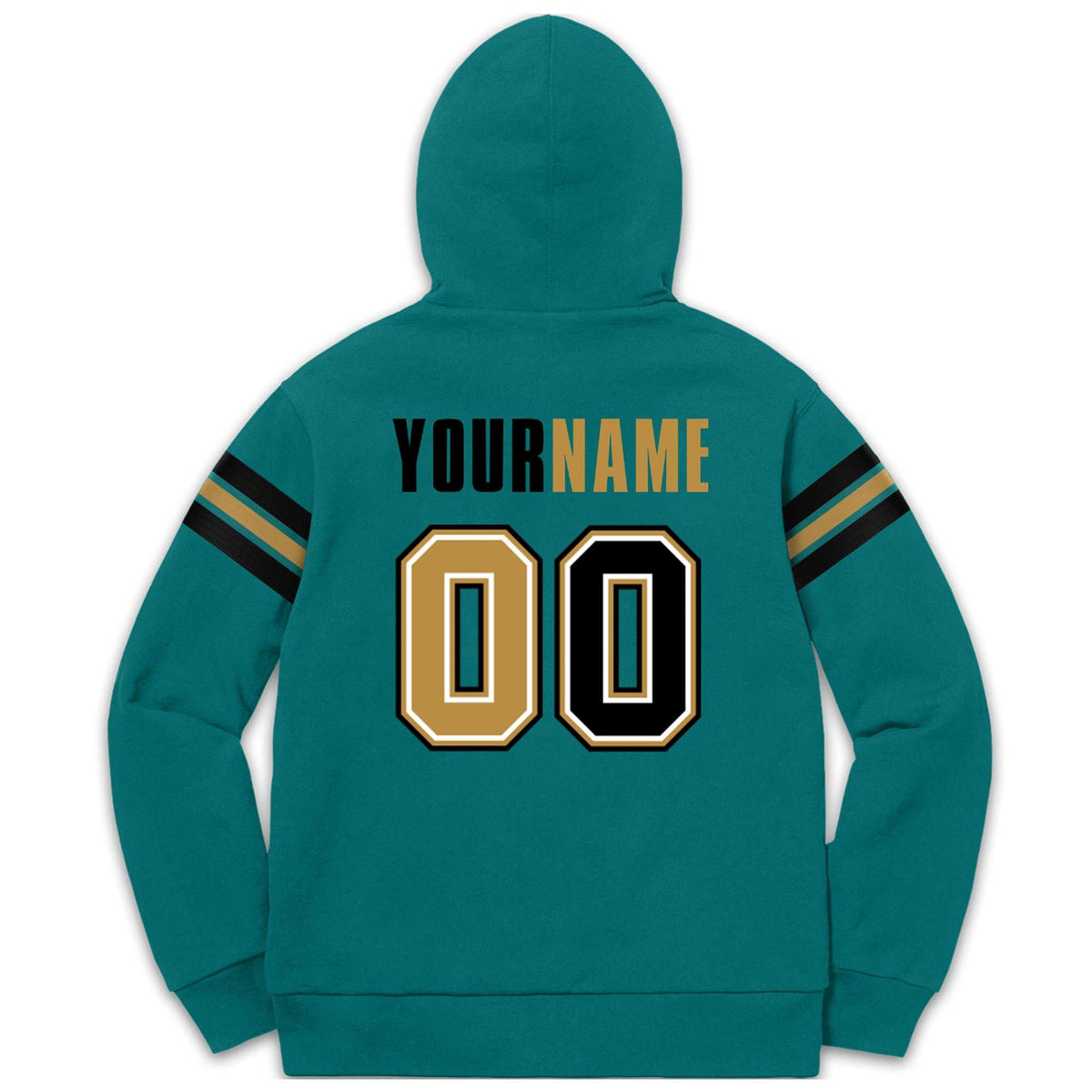 Custom Stitched Aqua Black-Old Gold Cotton Pullover Sweatshirt Hoodie| KXKSHOP
