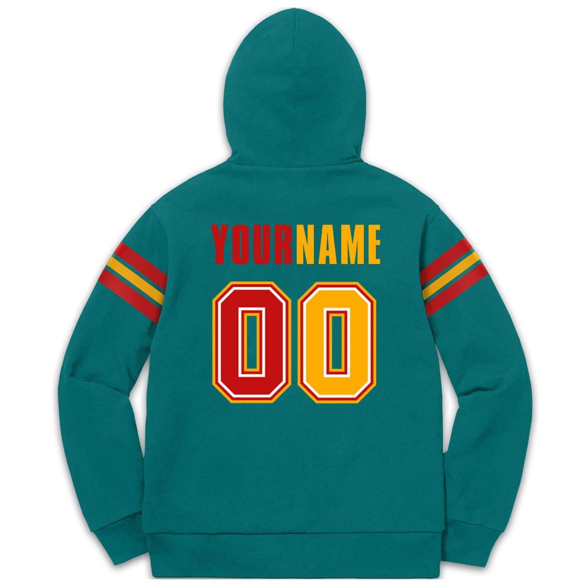 Custom Stitched Aqua Red-Yellow Cotton Pullover Sweatshirt Hoodie| KXKSHOP