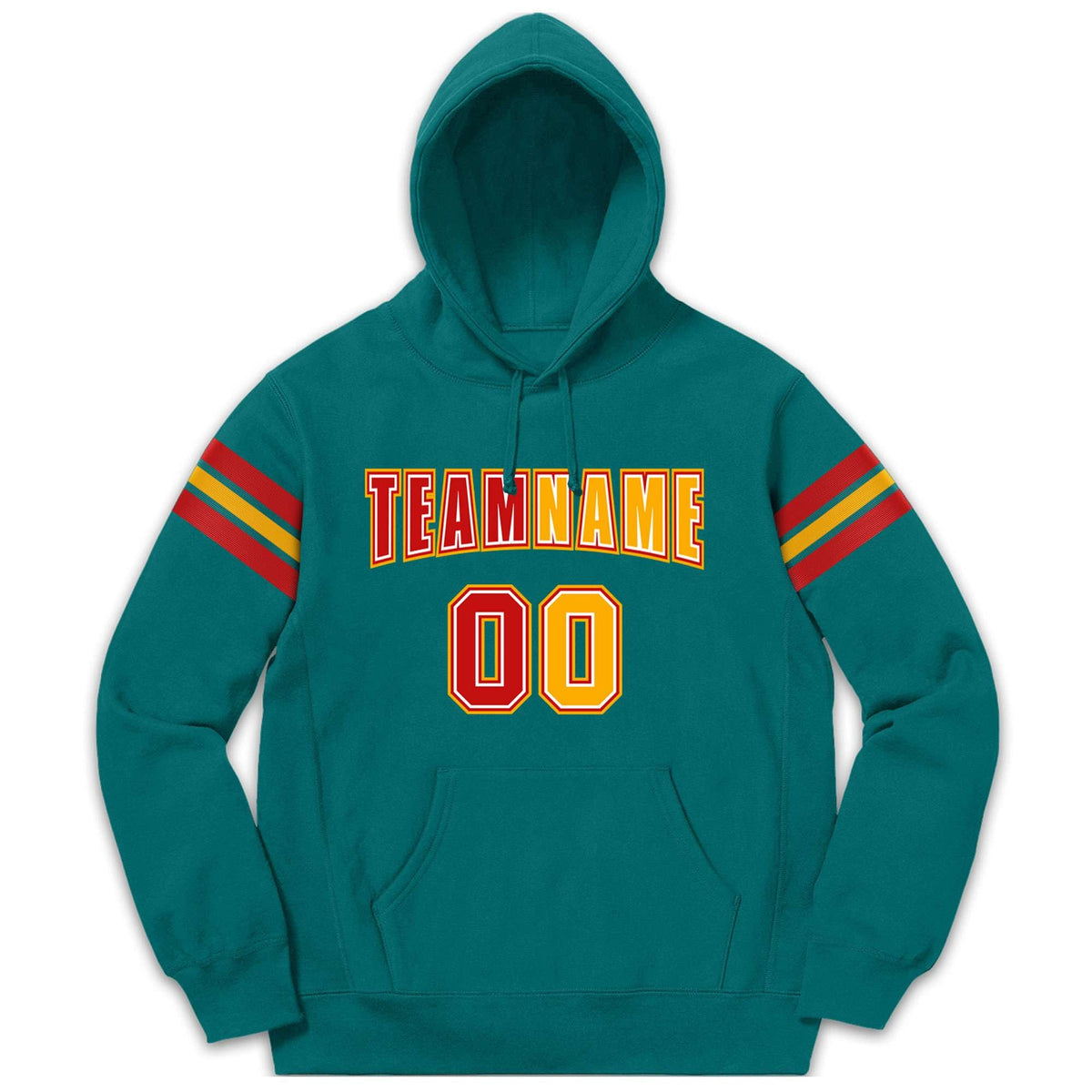 Custom Stitched Aqua Red-Yellow Cotton Pullover Sweatshirt Hoodie| KXKSHOP