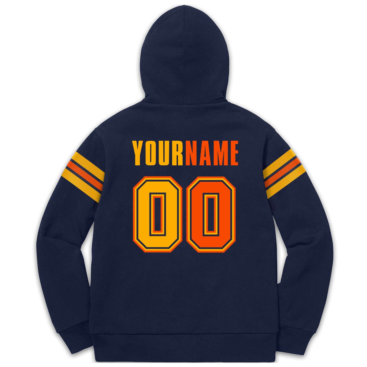 Custom Stitched Navy Yellow-Orange Cotton Pullover Sweatshirt Hoodie| KXKSHOP