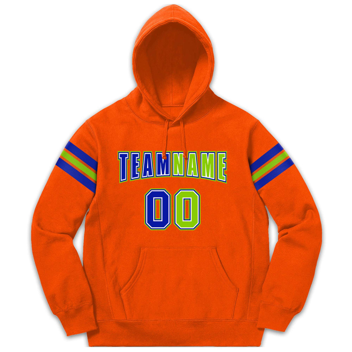 Custom Stitched Orange Royal-Neon Green Cotton Pullover Sweatshirt Hoodie| KXKSHOP