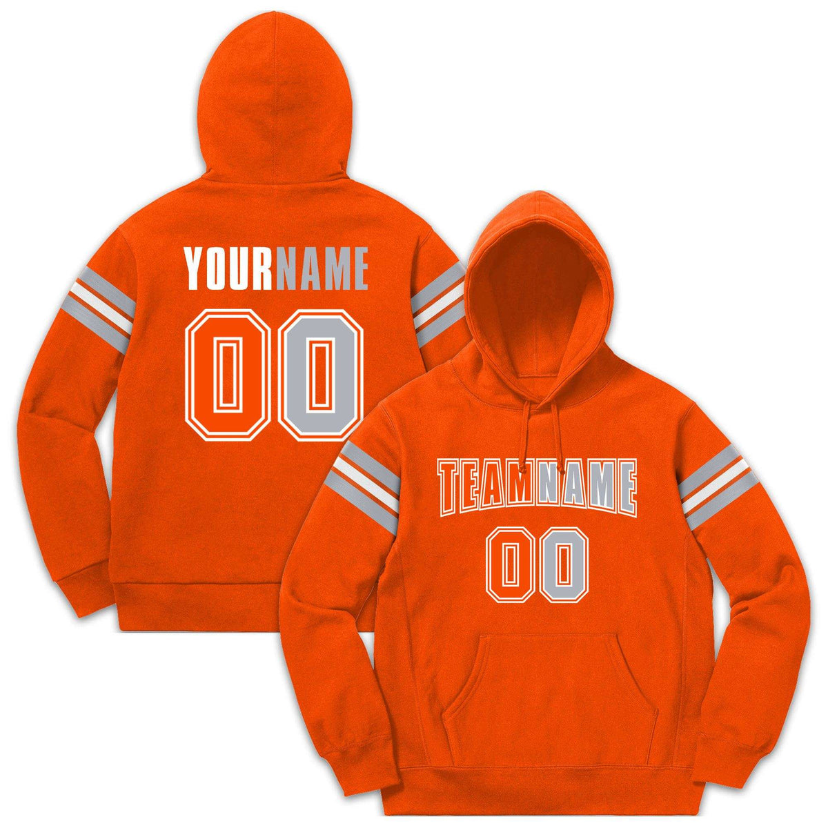 Custom Stitched Orange Gray-White Cotton Pullover Sweatshirt Hoodie| KXKSHOP