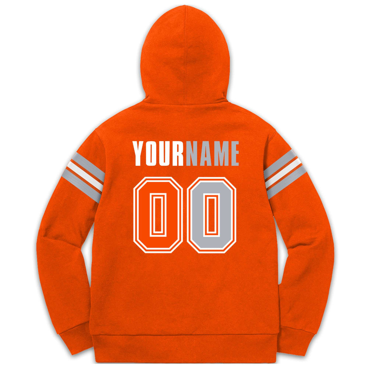 Custom Stitched Orange Gray-White Cotton Pullover Sweatshirt Hoodie| KXKSHOP