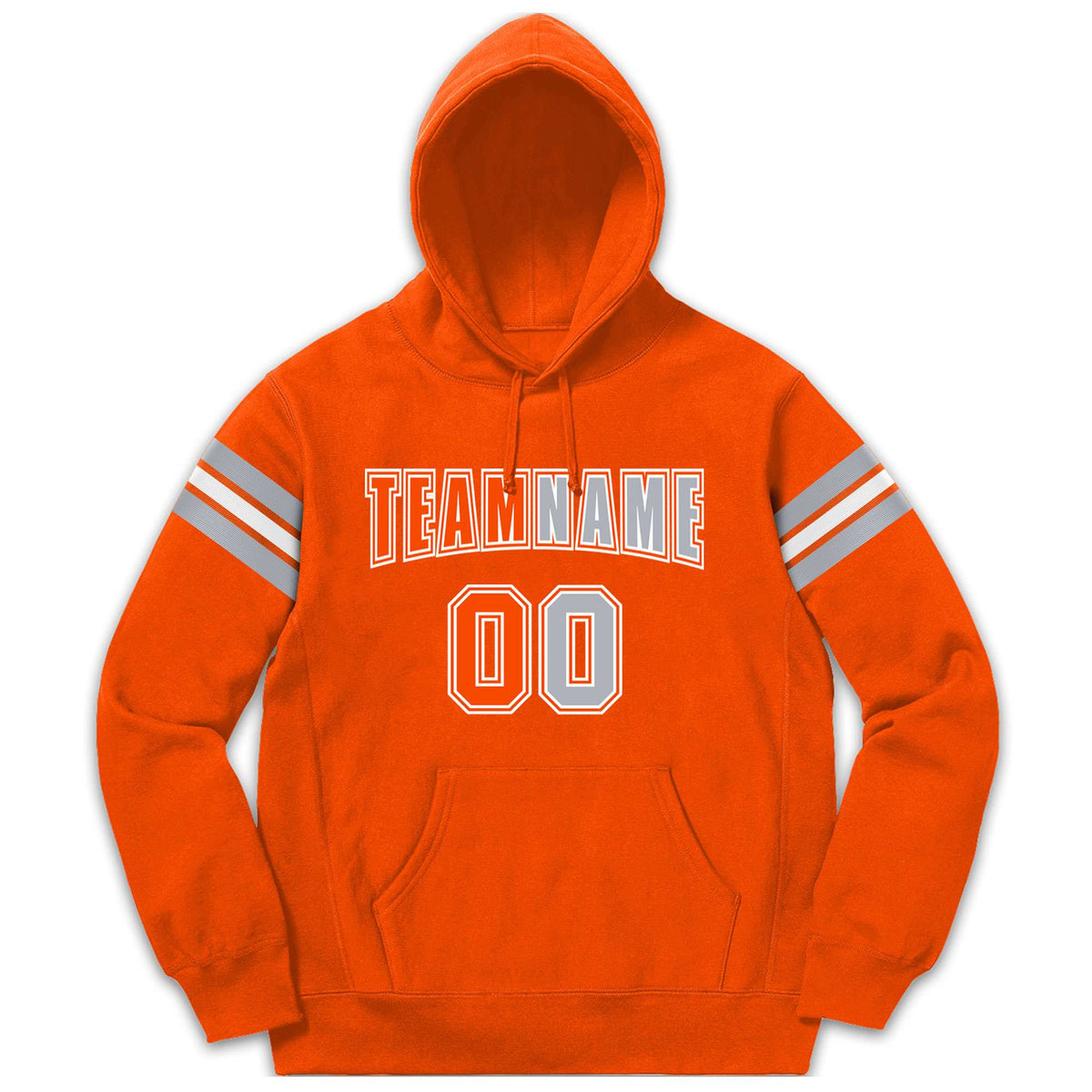 Custom Stitched Orange Gray-White Cotton Pullover Sweatshirt Hoodie| KXKSHOP