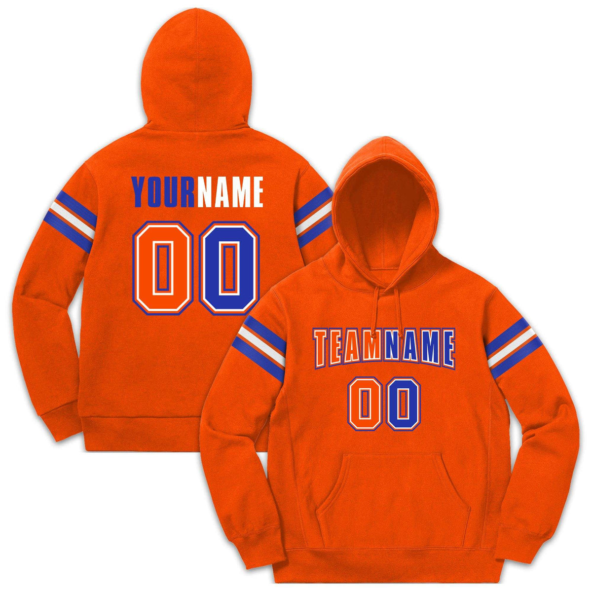 Custom Stitched Orange Royal-White Cotton Pullover Sweatshirt Hoodie| KXKSHOP