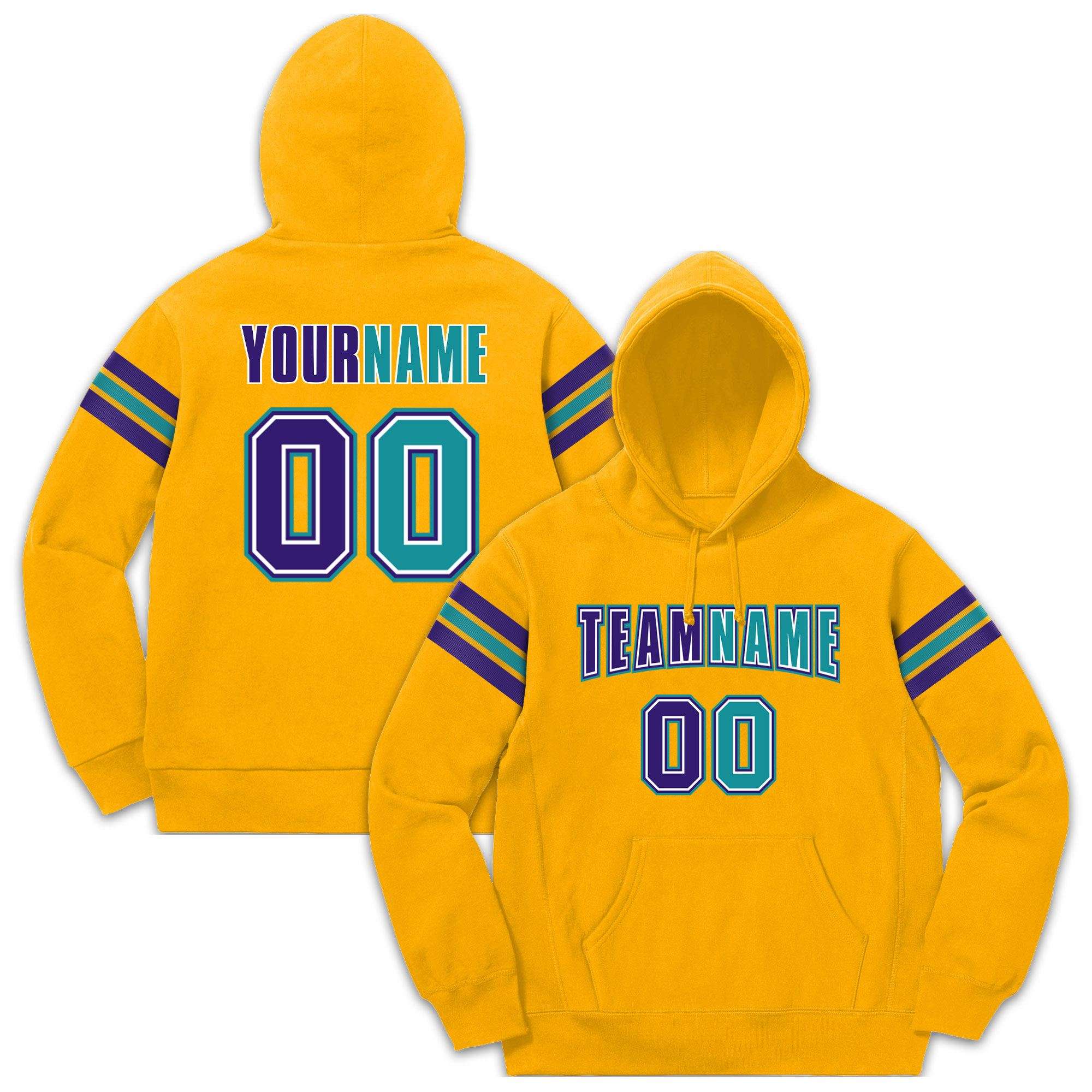 Custom Stitched Yellow Purple-Aqua Cotton Pullover Sweatshirt Hoodie| KXKSHOP