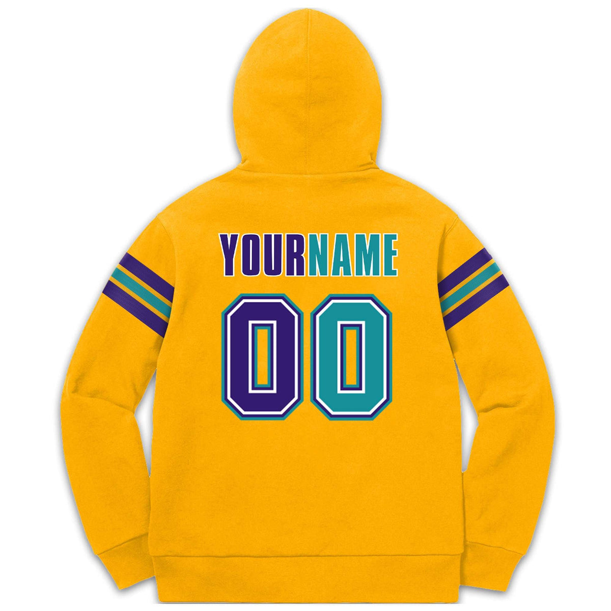 Custom Stitched Yellow Purple-Aqua Cotton Pullover Sweatshirt Hoodie| KXKSHOP