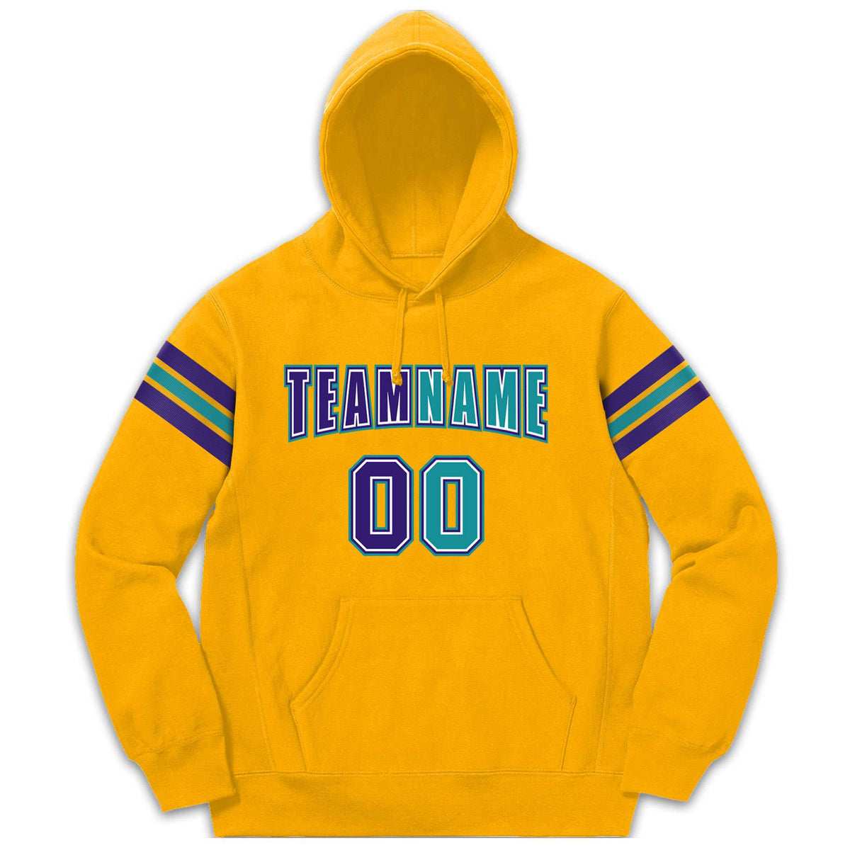 Custom Stitched Yellow Purple-Aqua Cotton Pullover Sweatshirt Hoodie| KXKSHOP