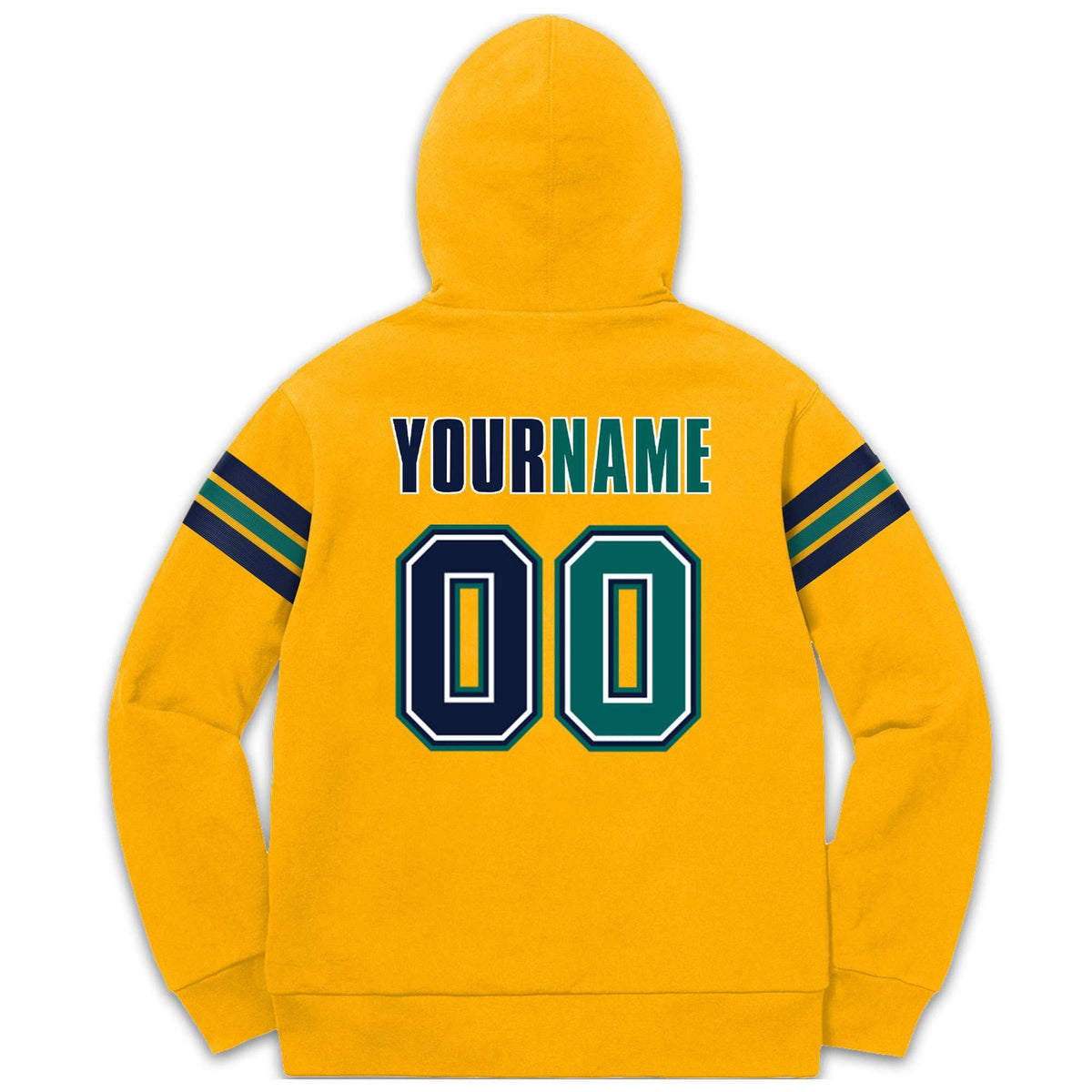 Custom Stitched Yellow Navy-Aqua Cotton Pullover Sweatshirt Hoodie| KXKSHOP