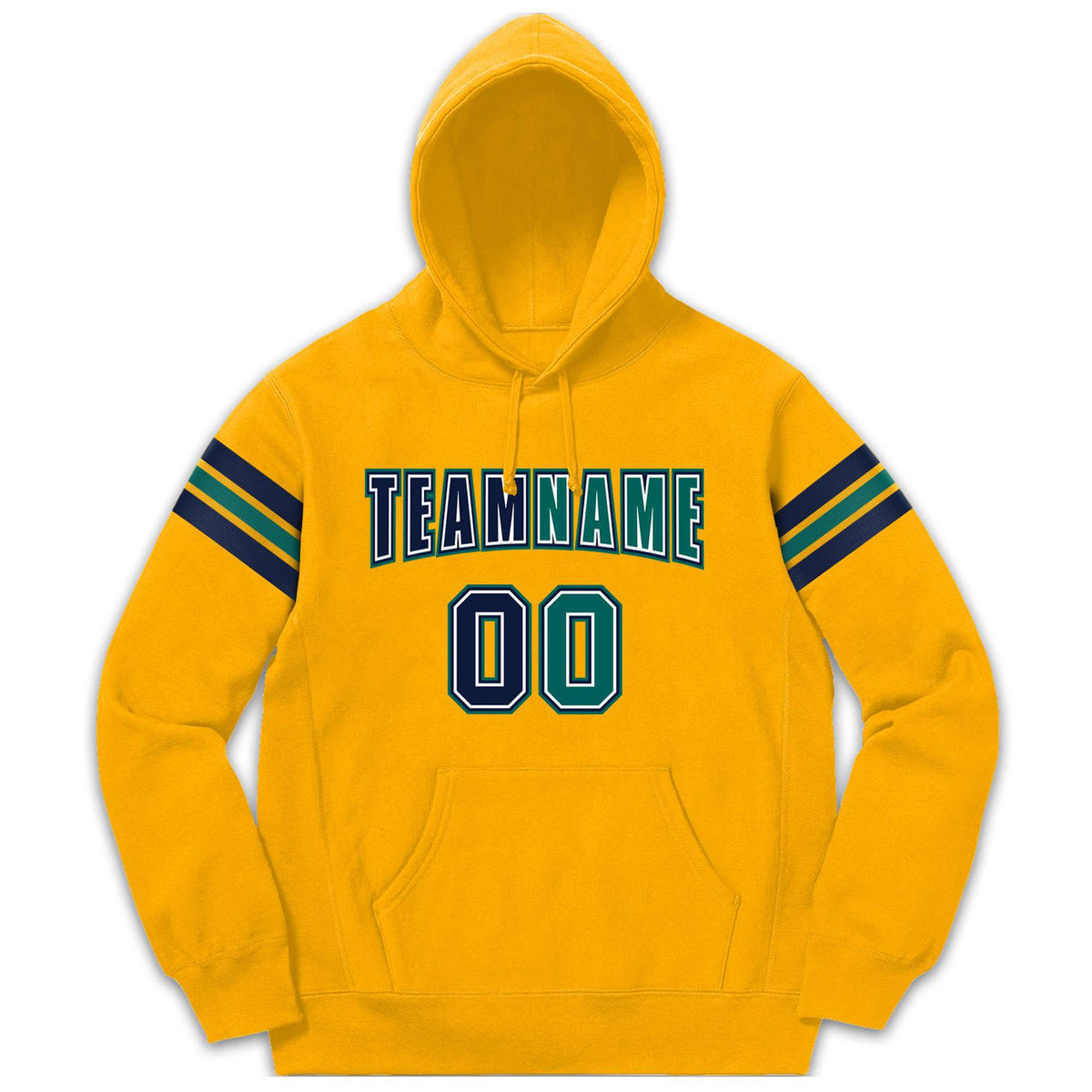 Custom Stitched Yellow Navy-Aqua Cotton Pullover Sweatshirt Hoodie| KXKSHOP