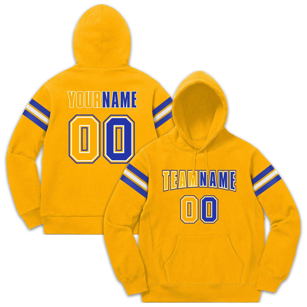 Custom Stitched Yellow Royal-White Cotton Pullover Sweatshirt Hoodie| KXKSHOP